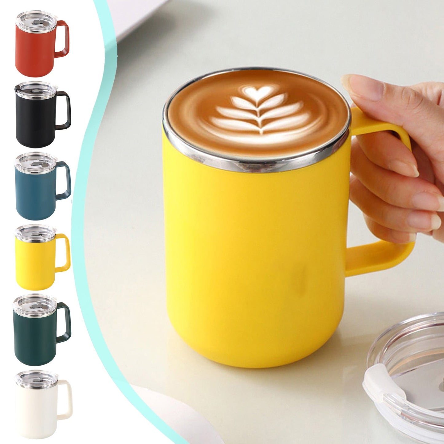 Insulated Coffee Mug with Handle & Lid - 17oz Stainless Steel Travel Tumbler, Double Wall Vacuum (Black) by PALIFEUR 23_【Discounted】 Now at a Lower Price - Limited Time Only!