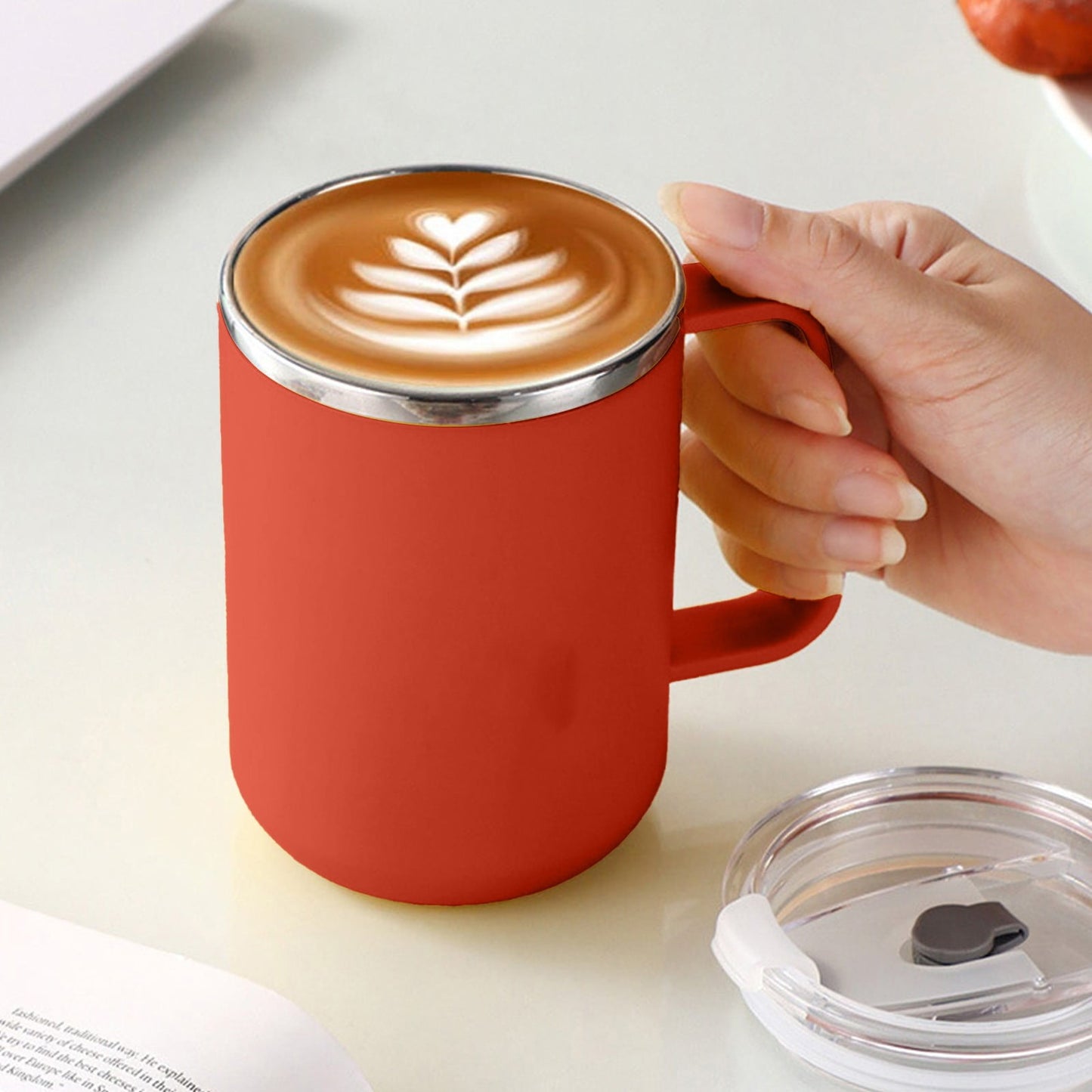 Insulated Coffee Mug with Handle & Lid - 17oz Stainless Steel Travel Tumbler, Double Wall Vacuum (Black) by PALIFEUR 25_【Limited Time Discount】 Get It at a Reduced Price!