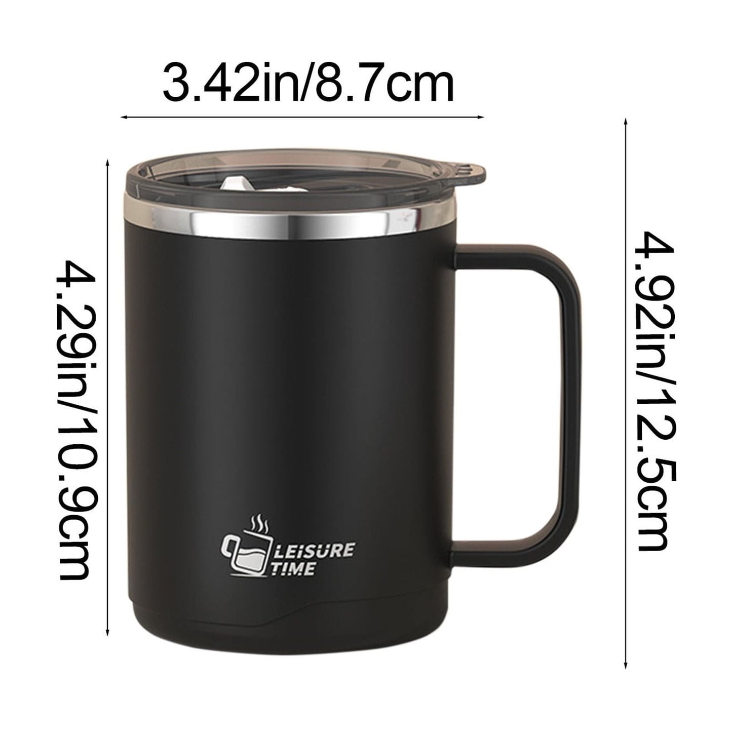 Tyidzon Insulated Coffee Mug, 20oz Stainless Steel Tumbler with Slider Lid Travel Coffee Cups with Handle for Camping Office Home, Blue Black
