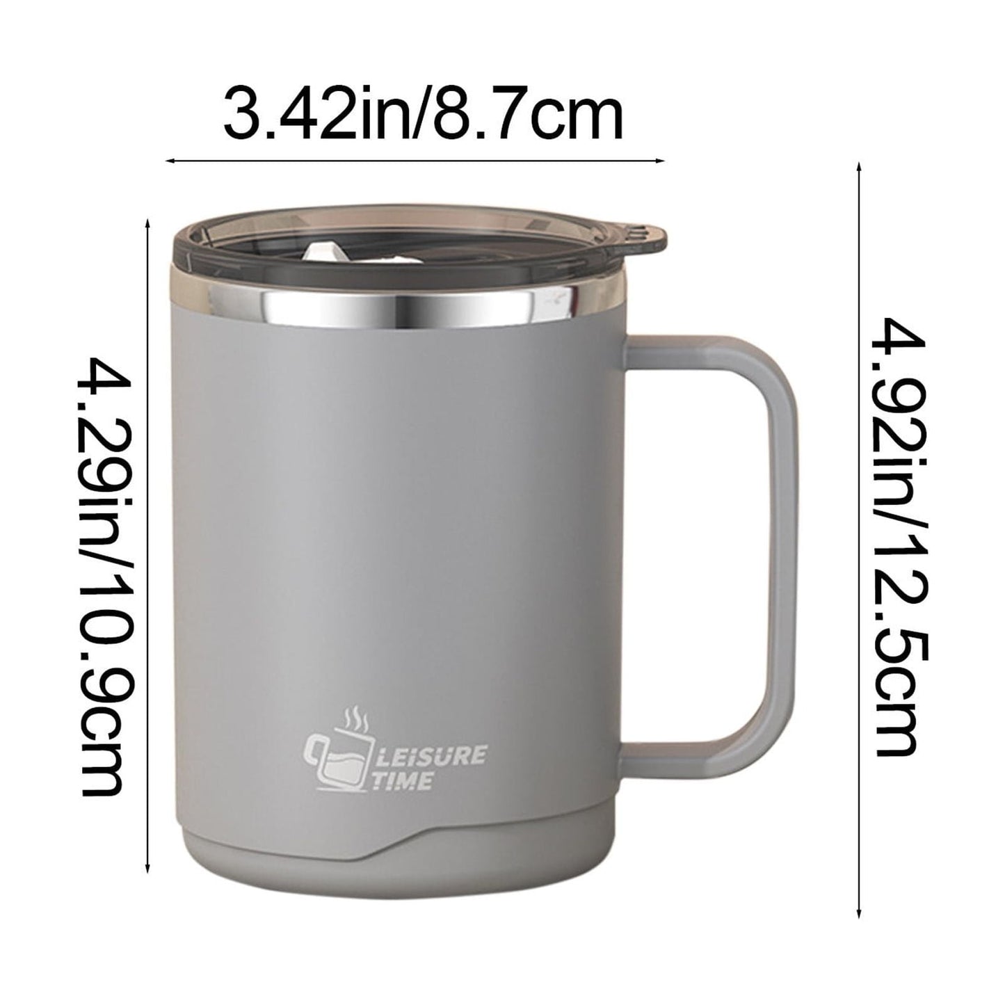 Tyidzon Insulated Coffee Mug, 20oz Stainless Steel Tumbler with Slider Lid Travel Coffee Cups with Handle for Camping Office Home, Blue Gray
