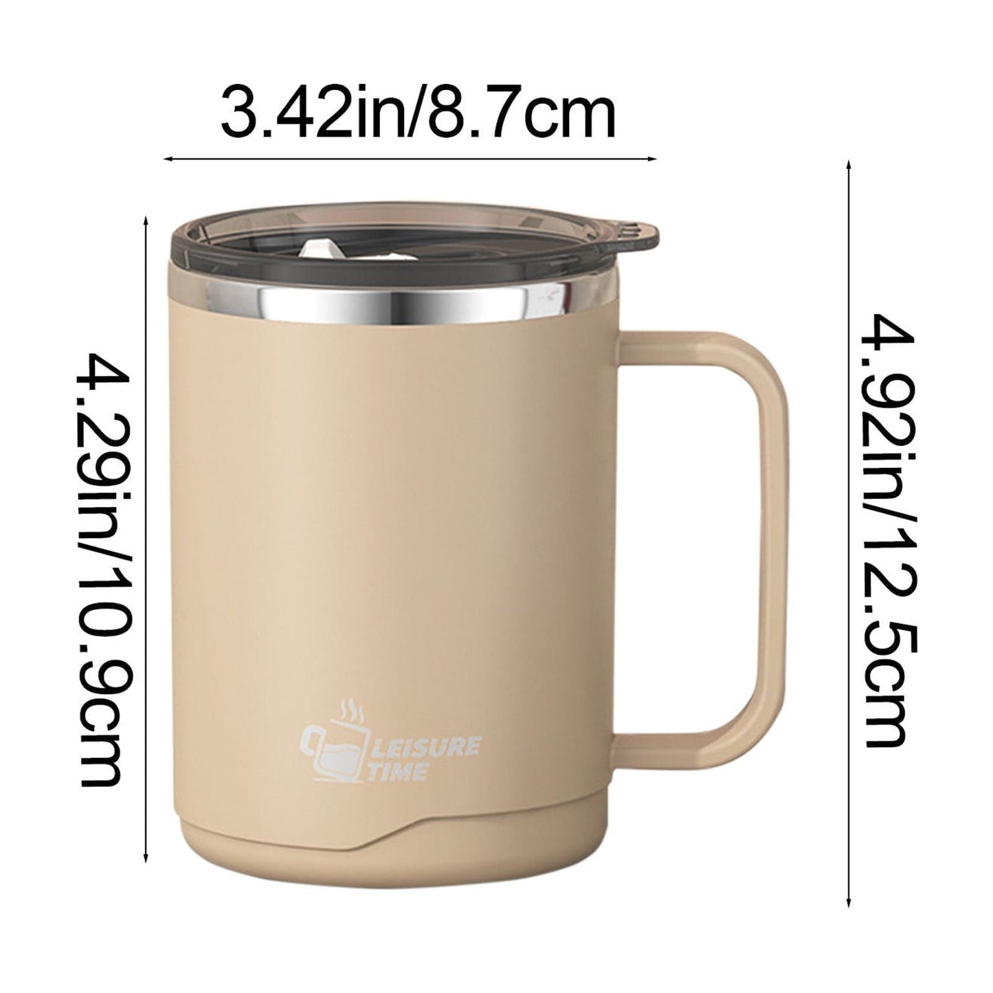 Tyidzon Insulated Coffee Mug, 20oz Stainless Steel Tumbler with Slider Lid Travel Coffee Cups with Handle for Camping Office Home, Blue Khaki