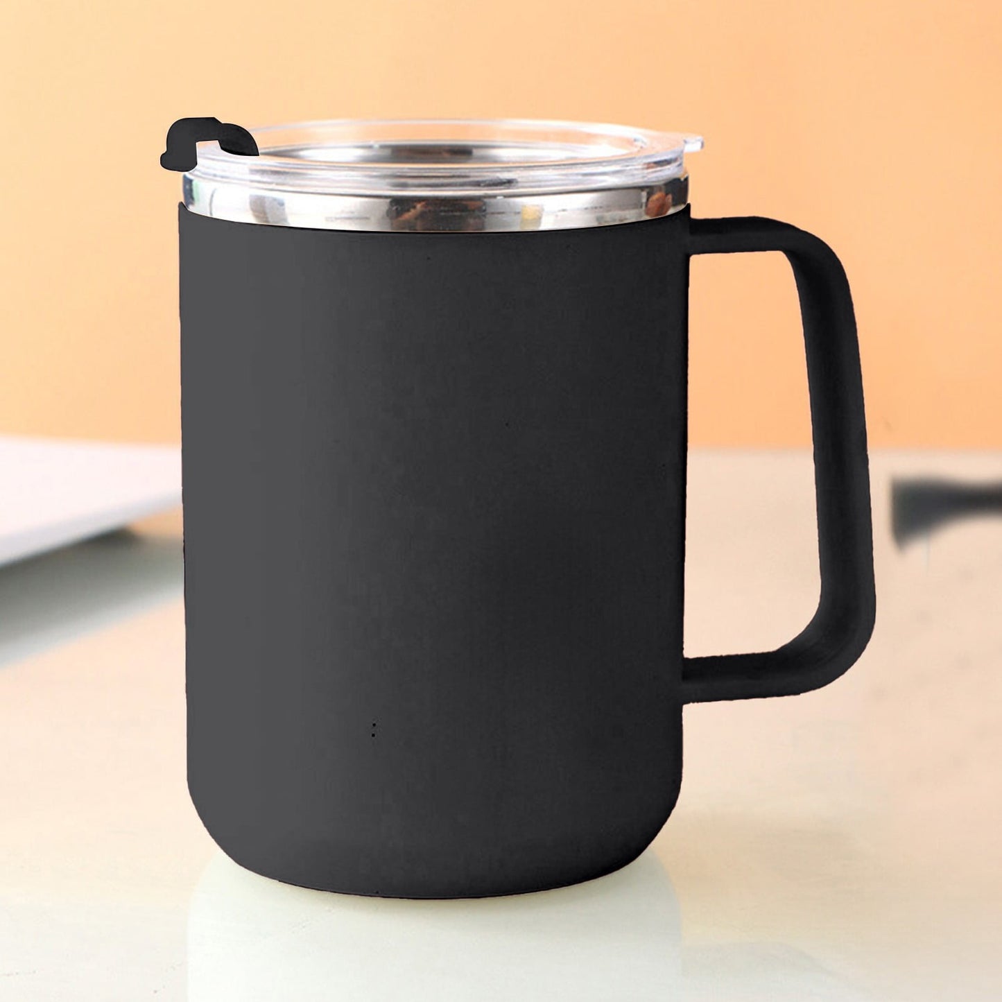 Tyidzon Insulated Coffee Mug, 20oz Stainless Steel Tumbler with Slider Lid Travel Coffee Cups with Handle for Camping Office Home, Blue Y_#Black