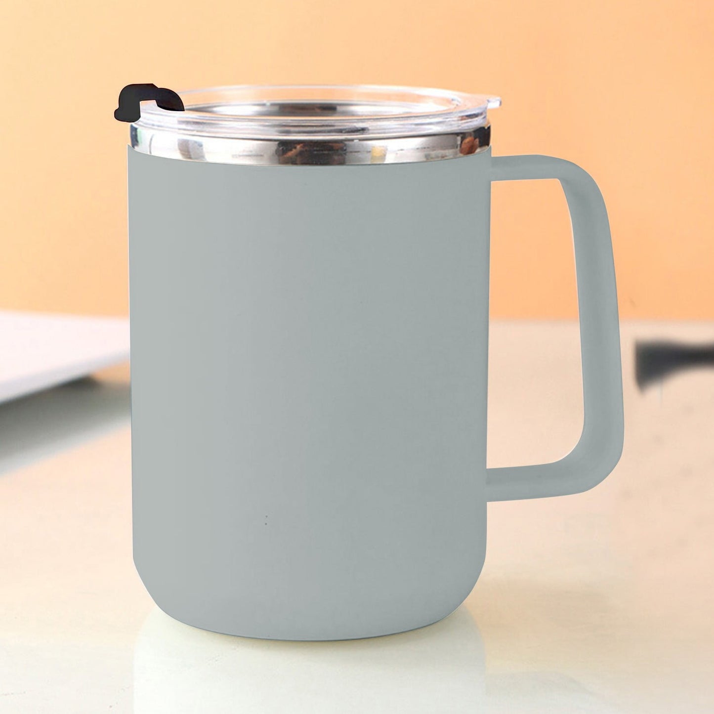 Tyidzon Insulated Coffee Mug, 20oz Stainless Steel Tumbler with Slider Lid Travel Coffee Cups with Handle for Camping Office Home, Blue Y_#Gray