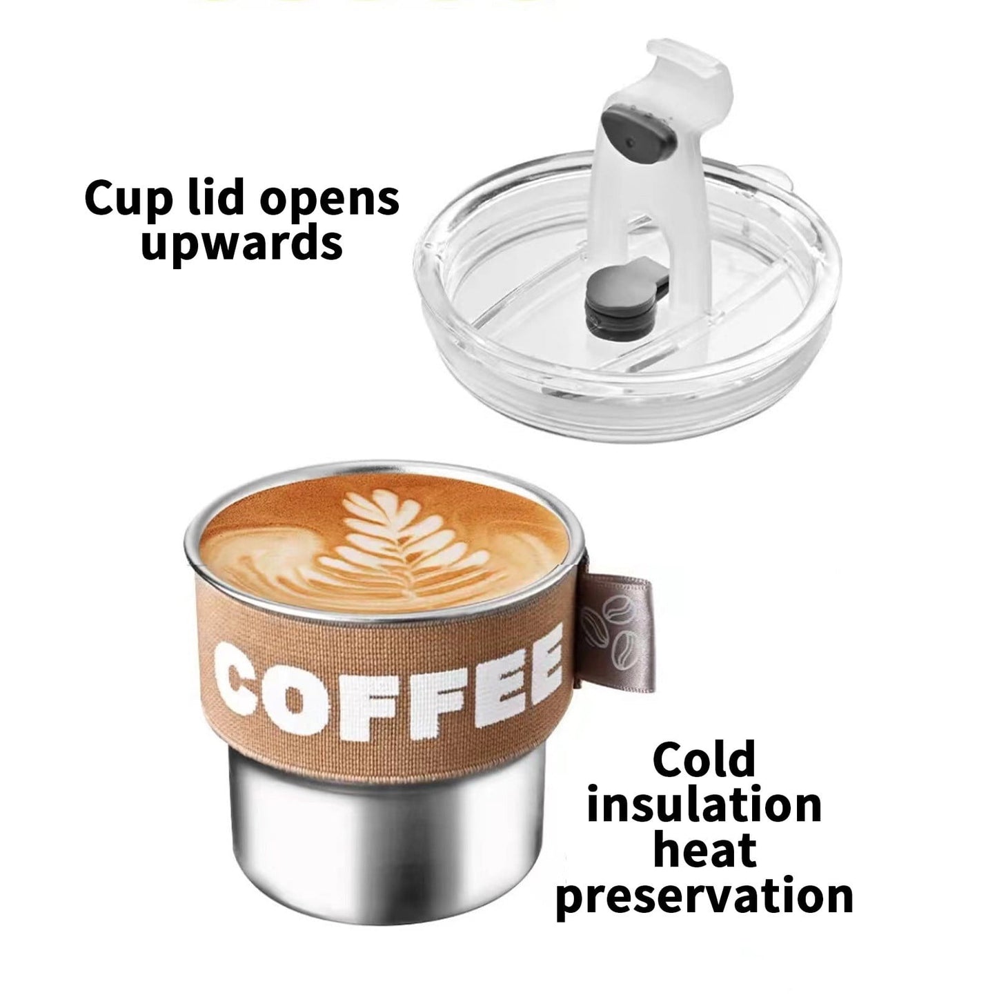 Tyidzon Insulated Coffee Mug, 20oz Stainless Steel Tumbler with Slider Lid Travel Coffee Cups with Handle for Camping Office Home, Blue ZA_#Brown