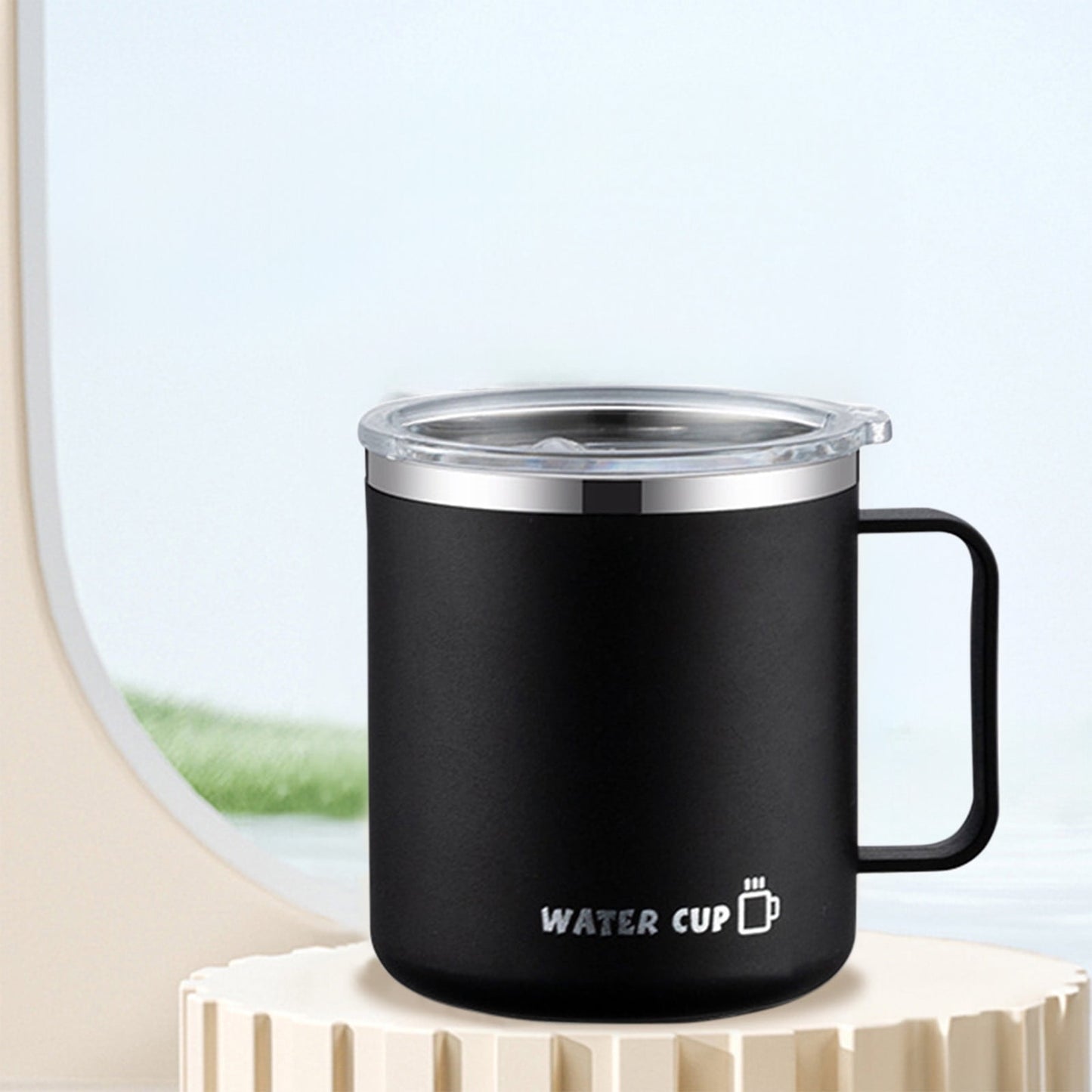 Tyidzon Insulated Coffee Mug, 20oz Stainless Steel Tumbler with Slider Lid Travel Coffee Cups with Handle for Camping Office Home, Blue ZC_#Black