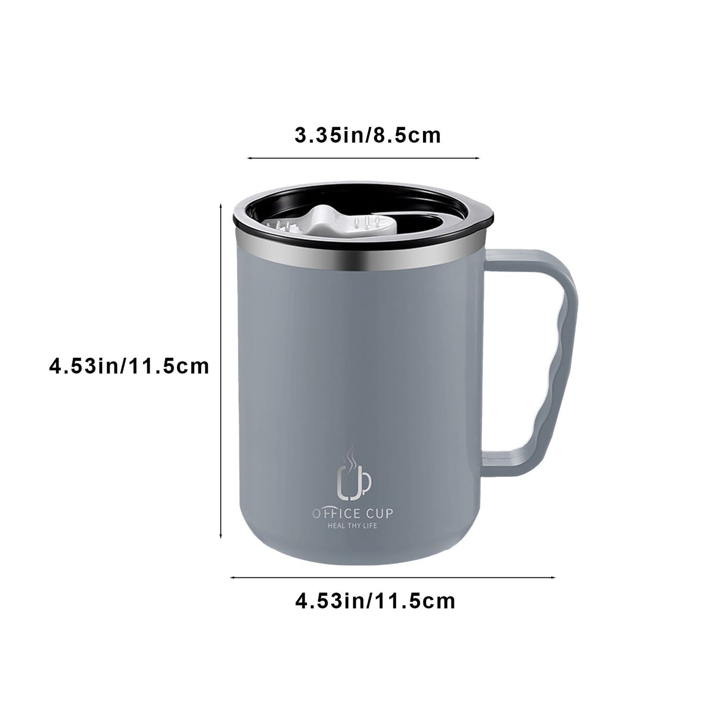 Tyidzon Insulated Coffee Mug, 20oz Stainless Steel Tumbler with Slider Lid Travel Coffee Cups with Handle for Camping Office Home, Blue ZE_#Gray