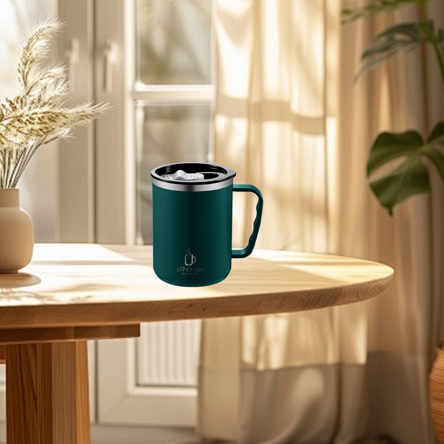 Tyidzon Insulated Coffee Mug, 20oz Stainless Steel Tumbler with Slider Lid Travel Coffee Cups with Handle for Camping Office Home, Blue ZE_#Green