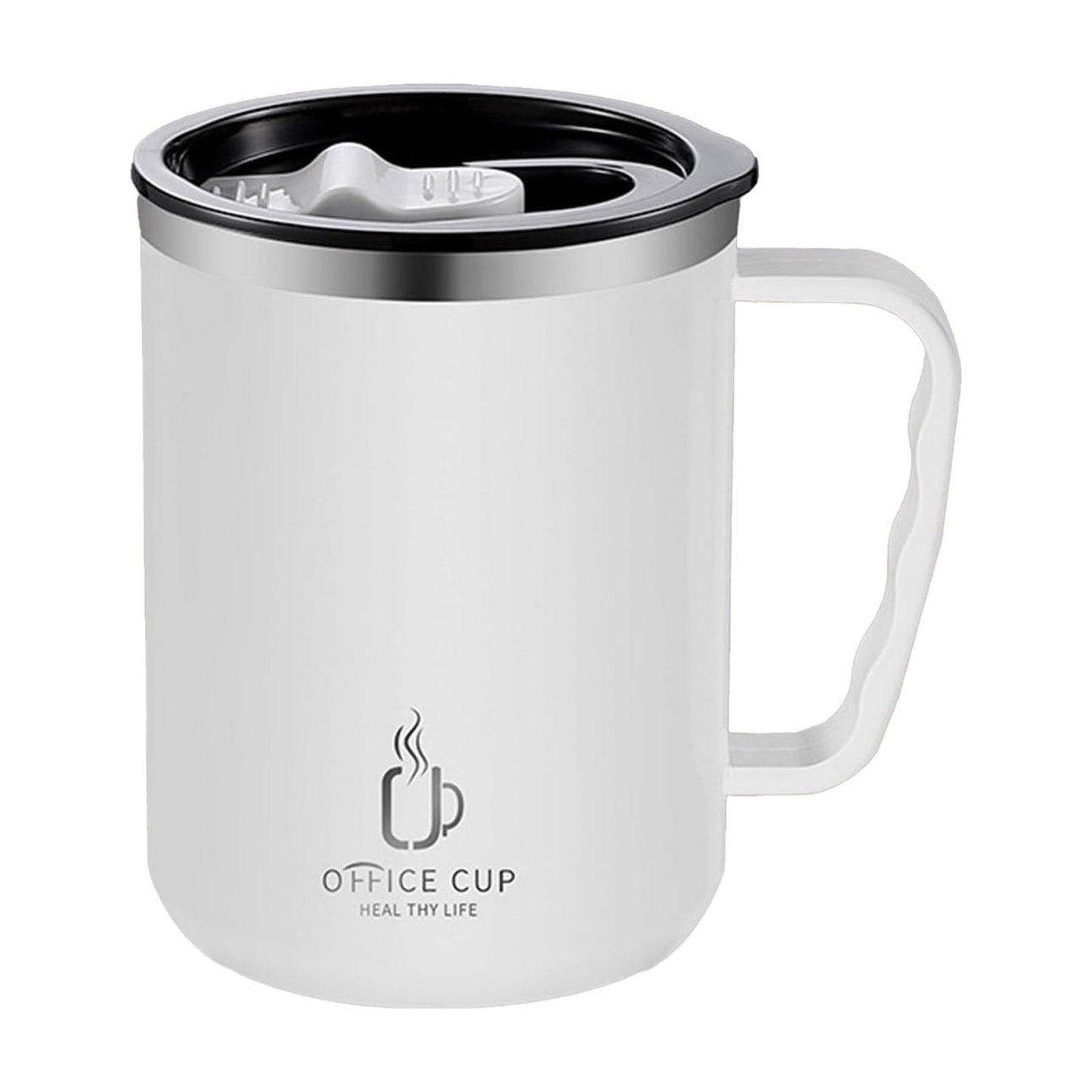 Tyidzon Insulated Coffee Mug, 20oz Stainless Steel Tumbler with Slider Lid Travel Coffee Cups with Handle for Camping Office Home, Blue ZE_#White
