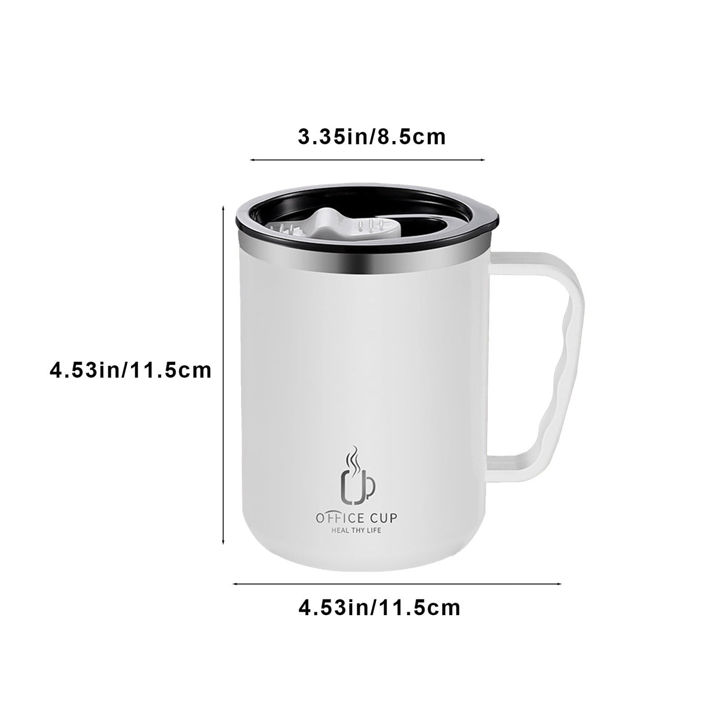 Tyidzon Insulated Coffee Mug, 20oz Stainless Steel Tumbler with Slider Lid Travel Coffee Cups with Handle for Camping Office Home, Blue ZE_#White