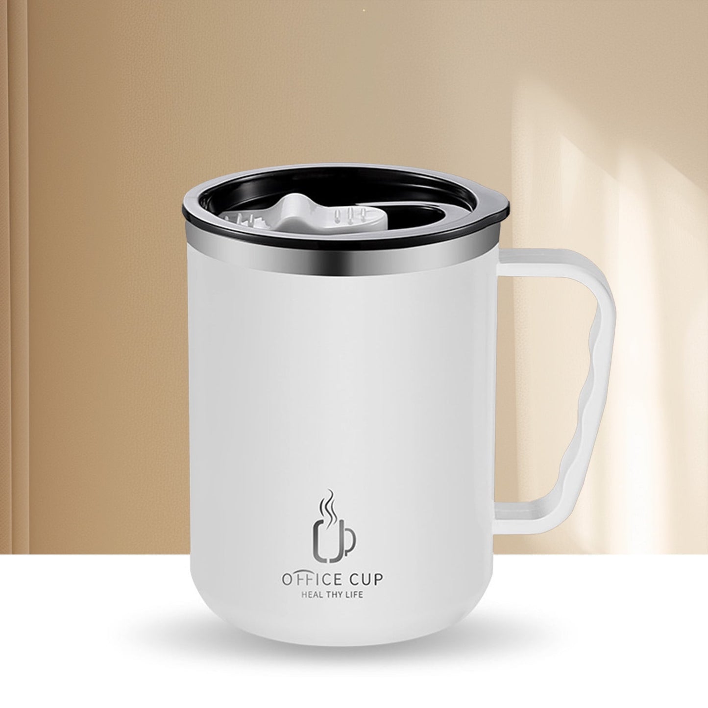 Tyidzon Insulated Coffee Mug, 20oz Stainless Steel Tumbler with Slider Lid Travel Coffee Cups with Handle for Camping Office Home, Blue ZE_#White