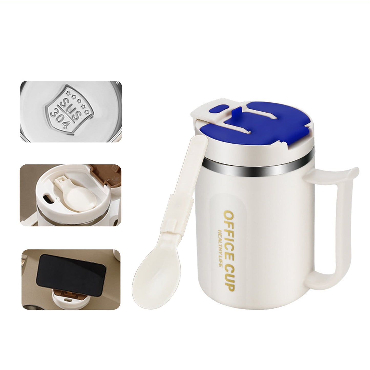 Tyidzon Insulated Coffee Mug, 20oz Stainless Steel Tumbler with Slider Lid Travel Coffee Cups with Handle for Camping Office Home, Blue ZG_#Blue