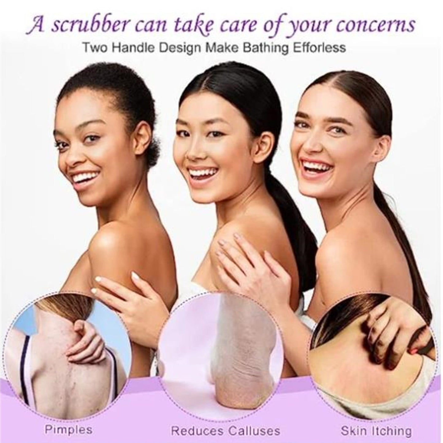 Tyidzon Exfoliating Back Scrubber with Handles, 17.7 Inch Double-Sided Back Exfoliator Body Scrub Towel, Exfoliating Washcloth Bath Tool for Use in Shower, Back Washer to Clean Your Skin for Women Beige