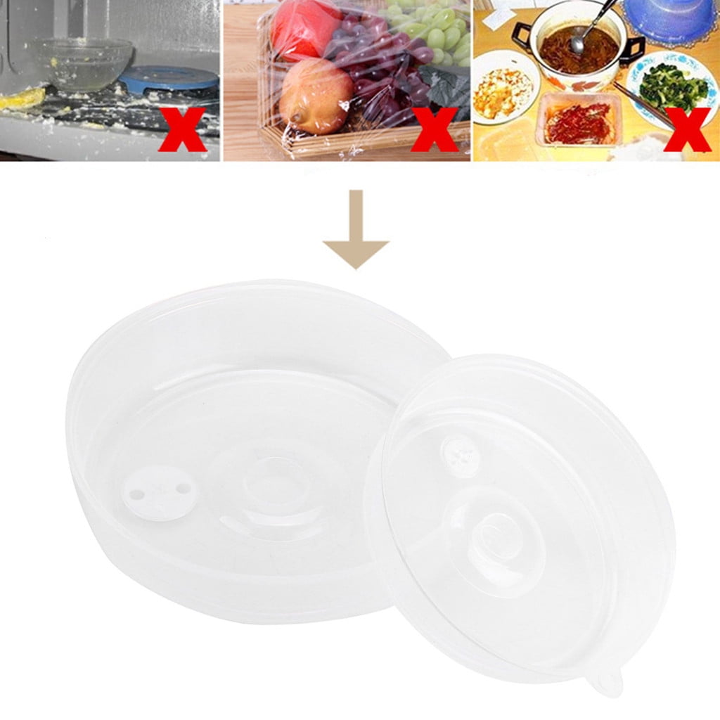 Danhjin 2PCS Microwave Splatter Cover for Food,Clear Like Glass Microwave Splash Guard Cooker lid,Dish bowl Plate Serving Cover with Steam Vent,BPA-Free,Saft