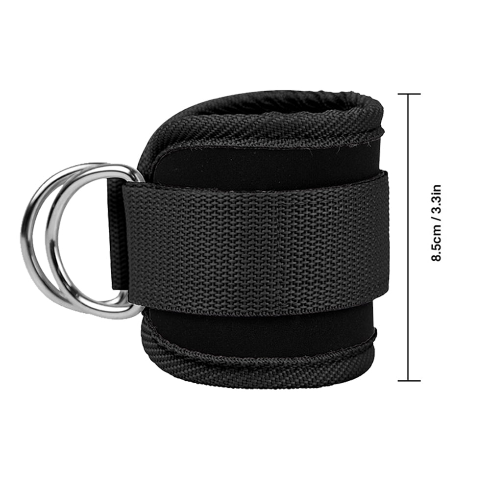 Billbianc Adjustable Polyester Ankle Straps for Cable Machine Kickbacks (2 Pack) Black