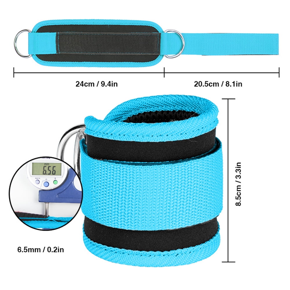 Billbianc Adjustable Polyester Ankle Straps for Cable Machine Kickbacks (2 Pack) Blue