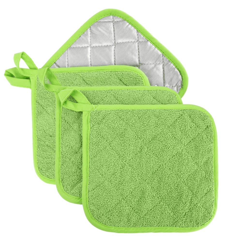 4 Pack Pot Holders for Kitchen Heat Resistant Pot Holders Sets Oven Hot Pads Terry Cloth Pot Holders for Cooking Baking(7"x 7",GRAY) 7" x 7" GRAY