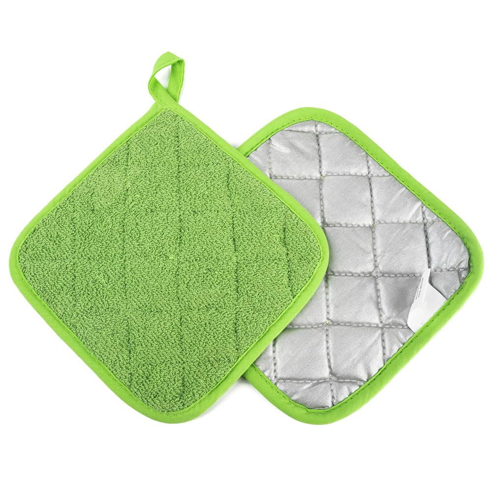 4 Pack Pot Holders for Kitchen Heat Resistant Pot Holders Sets Oven Hot Pads Terry Cloth Pot Holders for Cooking Baking(7"x 7",GRAY) 7" x 7" WINE RED