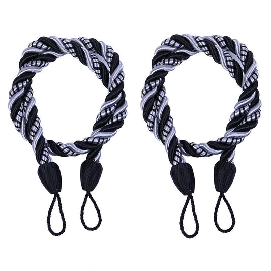 LSLJS Curtain Tiebacks Clearance Under $5! Curtain Holdbacks, 2PCS Curtain Tie Backs for Curtains, Ropes Tie Backs for Curtain Cord Buckle Tiebacks Tie Backs Beige Black