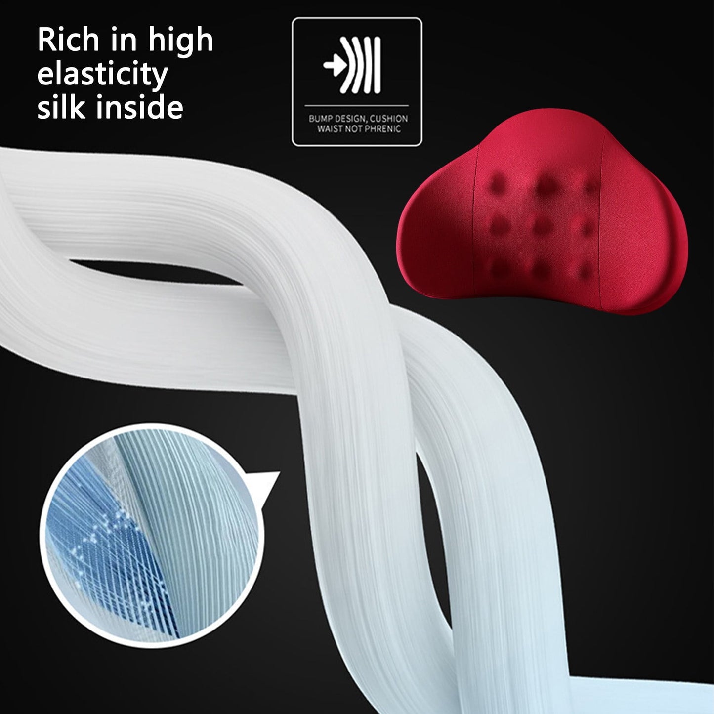 LSLJS Lumbar Cushion Memory Foam Lumbar Support Pillow for Car - Mid/Lower Back Support Cushion - for Car Seat, Office Chair, Car Lumbar Support Cute Car Pandas Lumbar Pillow Car Interior Supplies A-Red