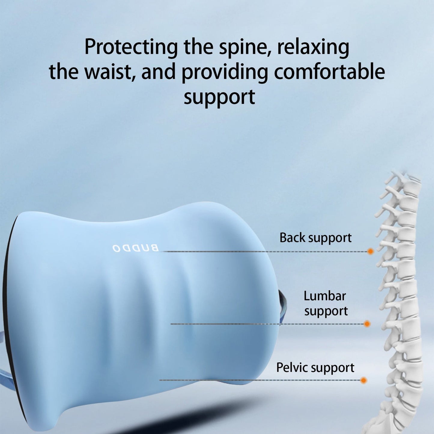 LSLJS Lumbar Cushion Memory Foam Lumbar Support Pillow for Car - Mid/Lower Back Support Cushion - for Car Seat, Office Chair, Car Lumbar Support Cute Car Pandas Lumbar Pillow Car Interior Supplies B-Light blue