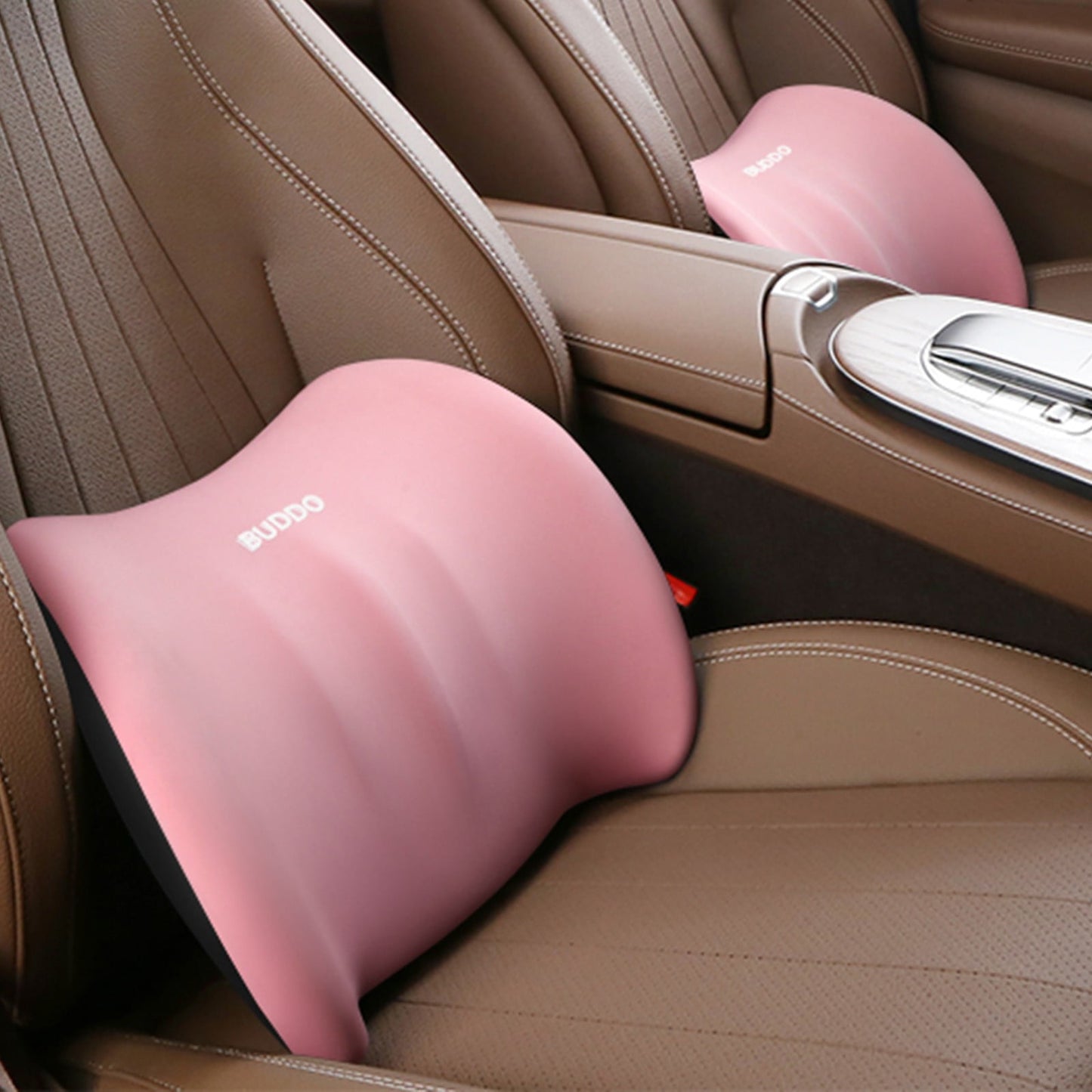 LSLJS Lumbar Cushion Memory Foam Lumbar Support Pillow for Car - Mid/Lower Back Support Cushion - for Car Seat, Office Chair, Car Lumbar Support Cute Car Pandas Lumbar Pillow Car Interior Supplies B-Pink