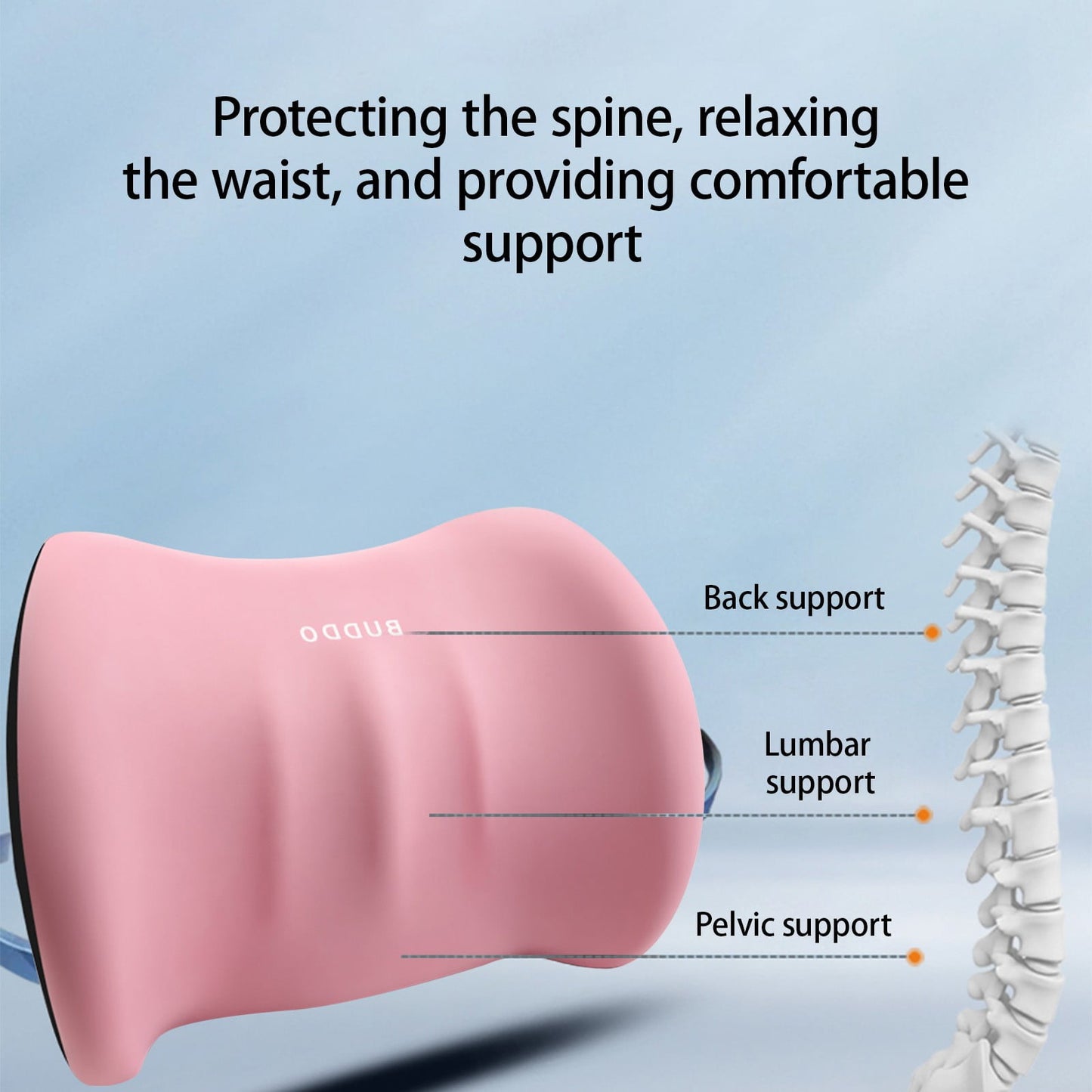 LSLJS Lumbar Cushion Memory Foam Lumbar Support Pillow for Car - Mid/Lower Back Support Cushion - for Car Seat, Office Chair, Car Lumbar Support Cute Car Pandas Lumbar Pillow Car Interior Supplies B-Pink