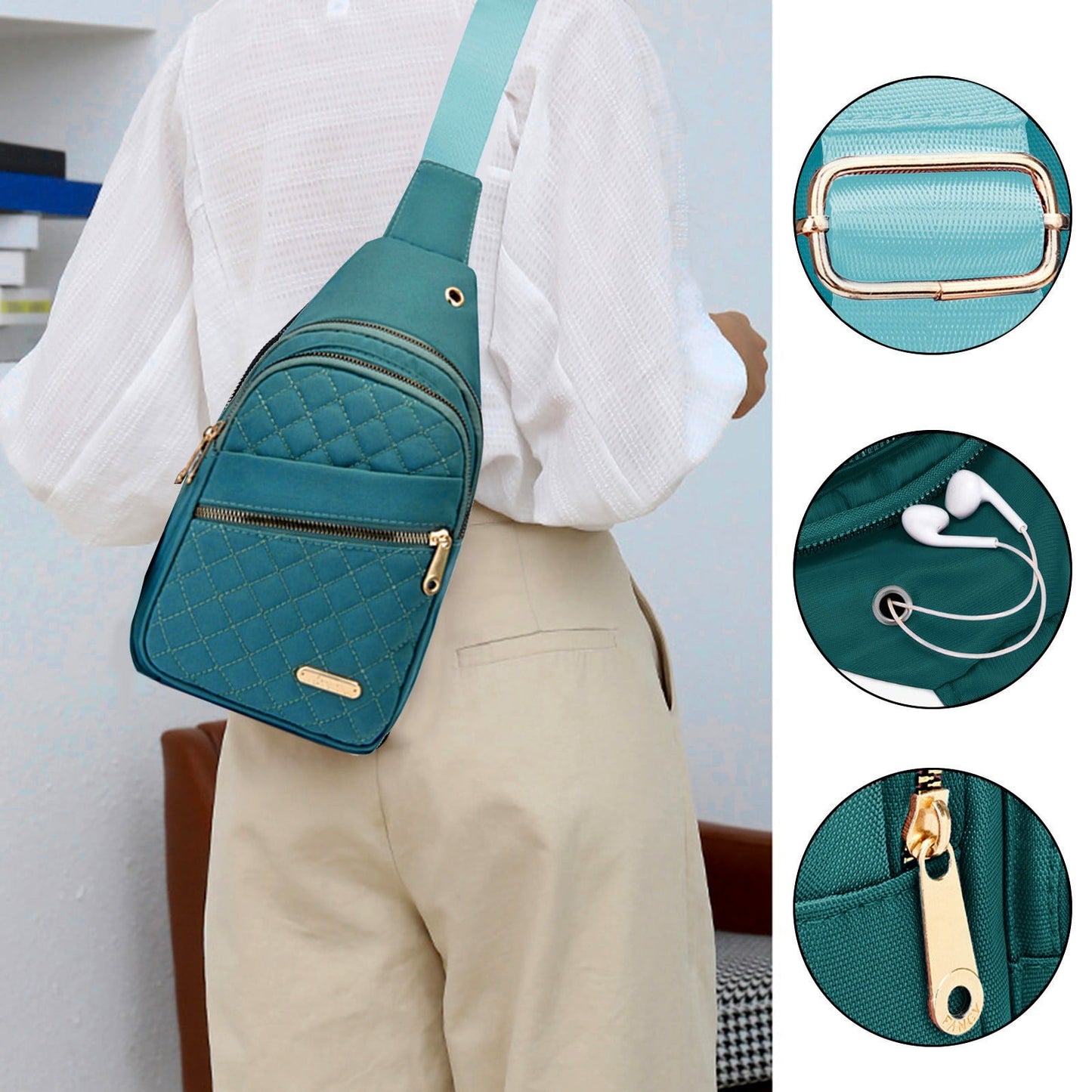 Suncoda Sling Bag for Women, Crossbody Sling Backpack Small Sling Bag Multipurpose Crossbody Shoulder Bag Travel Hiking Backpack, Sling Bag for Men #1-Green