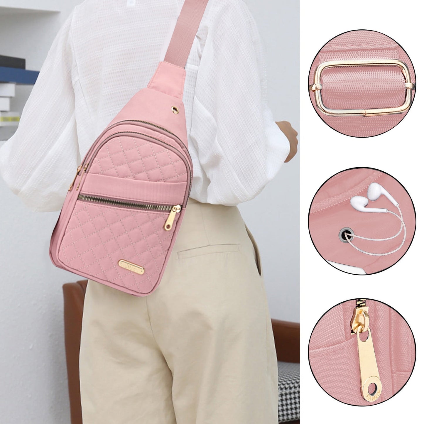Suncoda Sling Bag for Women, Crossbody Sling Backpack Small Sling Bag Multipurpose Crossbody Shoulder Bag Travel Hiking Backpack, Sling Bag for Men #1-Pink