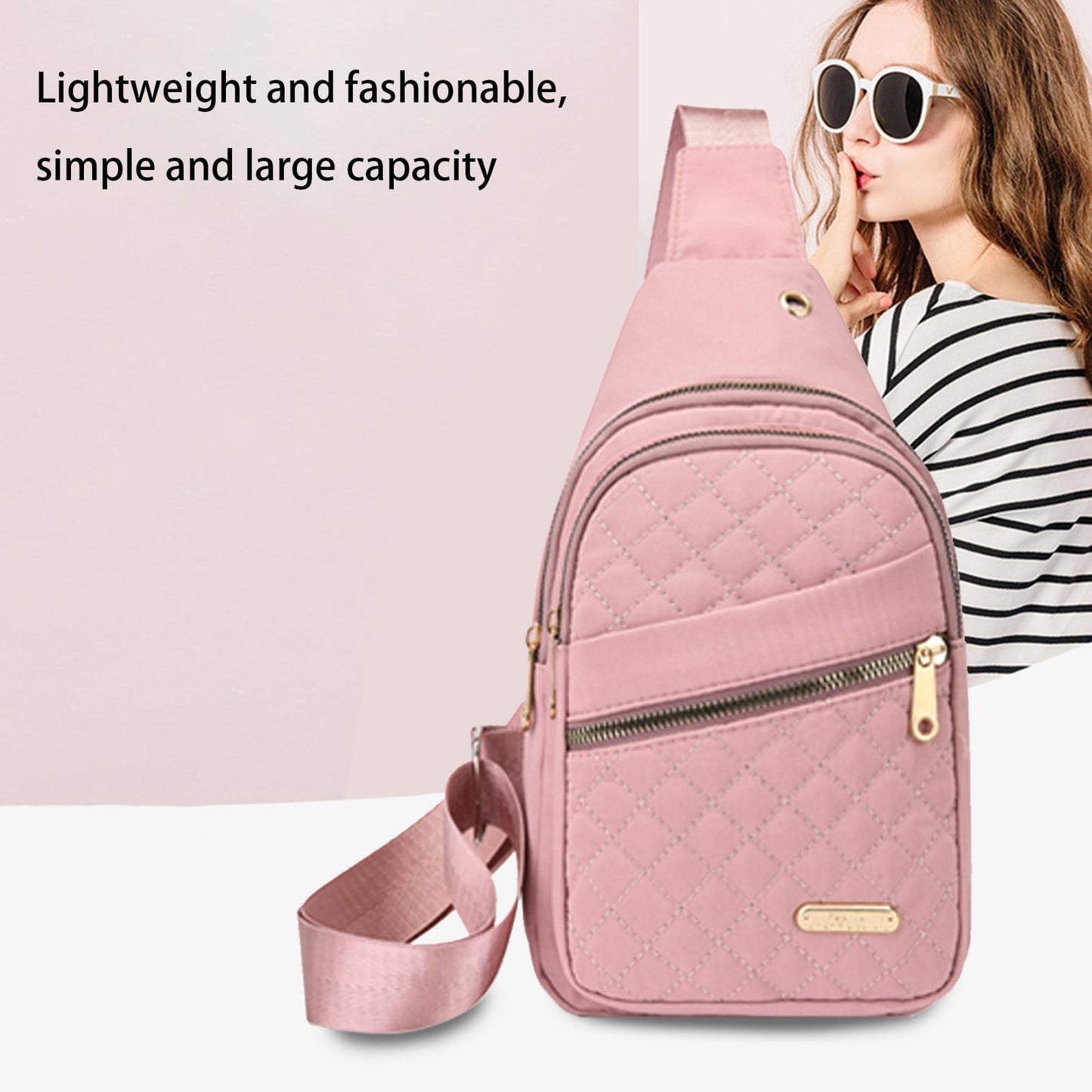 Suncoda Sling Bag for Women, Crossbody Sling Backpack Small Sling Bag Multipurpose Crossbody Shoulder Bag Travel Hiking Backpack, Sling Bag for Men #1-Pink