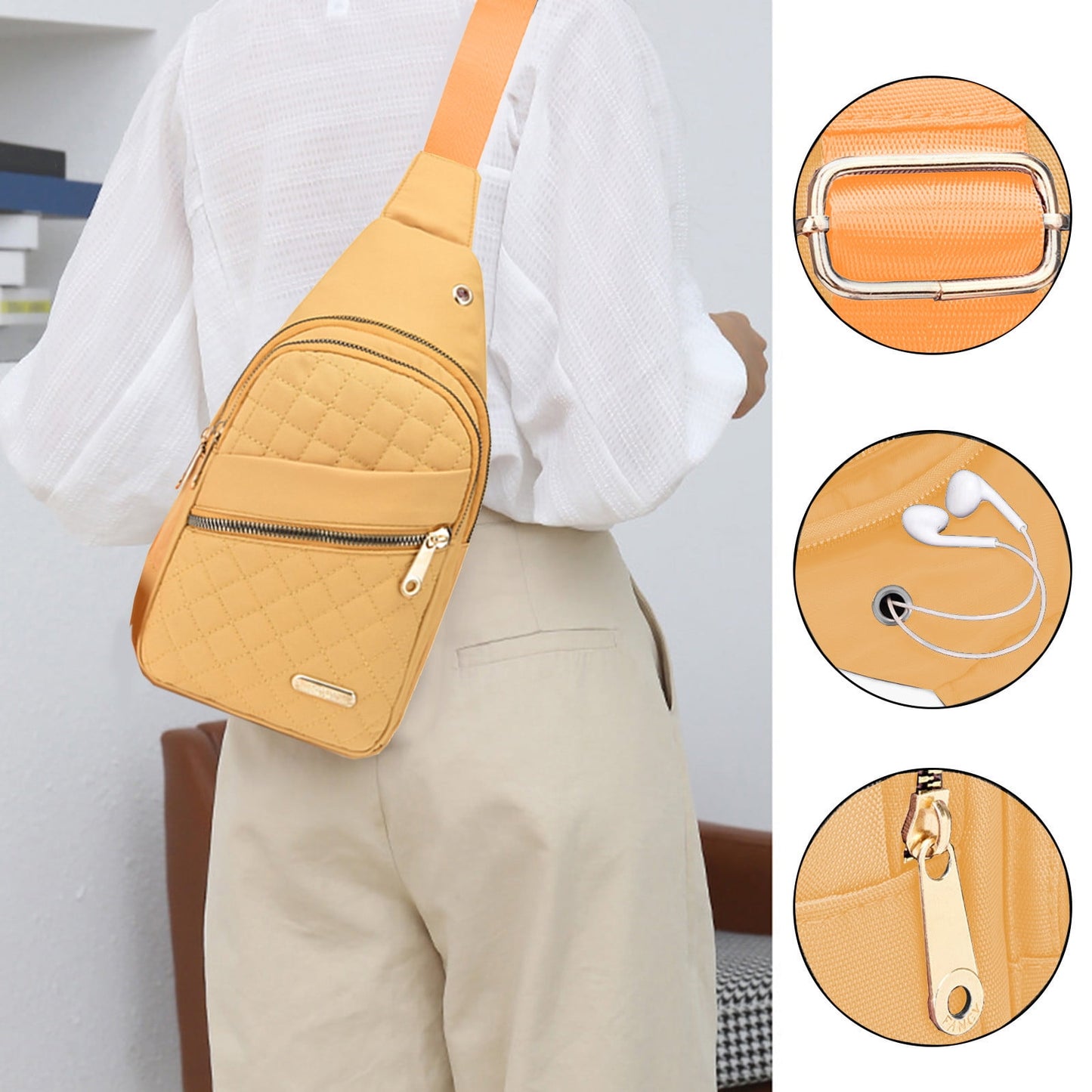 Suncoda Sling Bag for Women, Crossbody Sling Backpack Small Sling Bag Multipurpose Crossbody Shoulder Bag Travel Hiking Backpack, Sling Bag for Men #1-Yellow