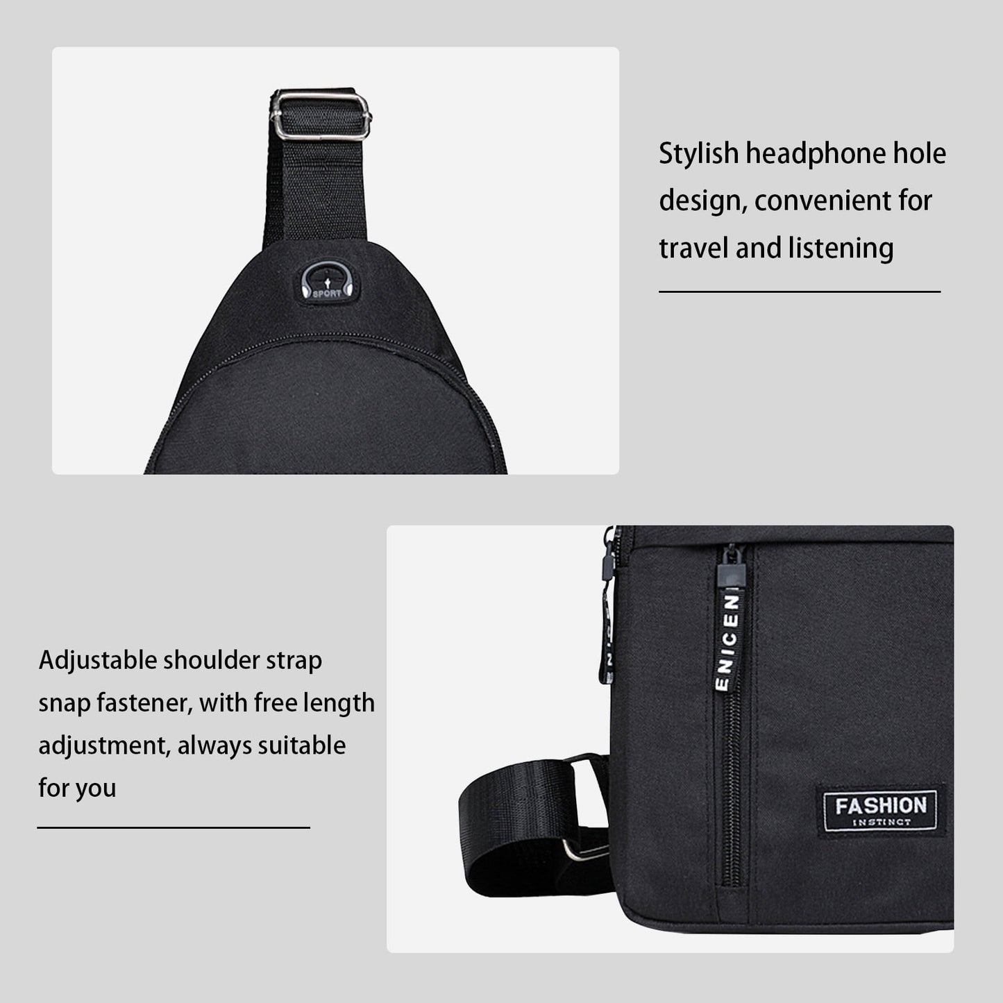 Suncoda Sling Bag for Women, Crossbody Sling Backpack Small Sling Bag Multipurpose Crossbody Shoulder Bag Travel Hiking Backpack, Sling Bag for Men #2-Black