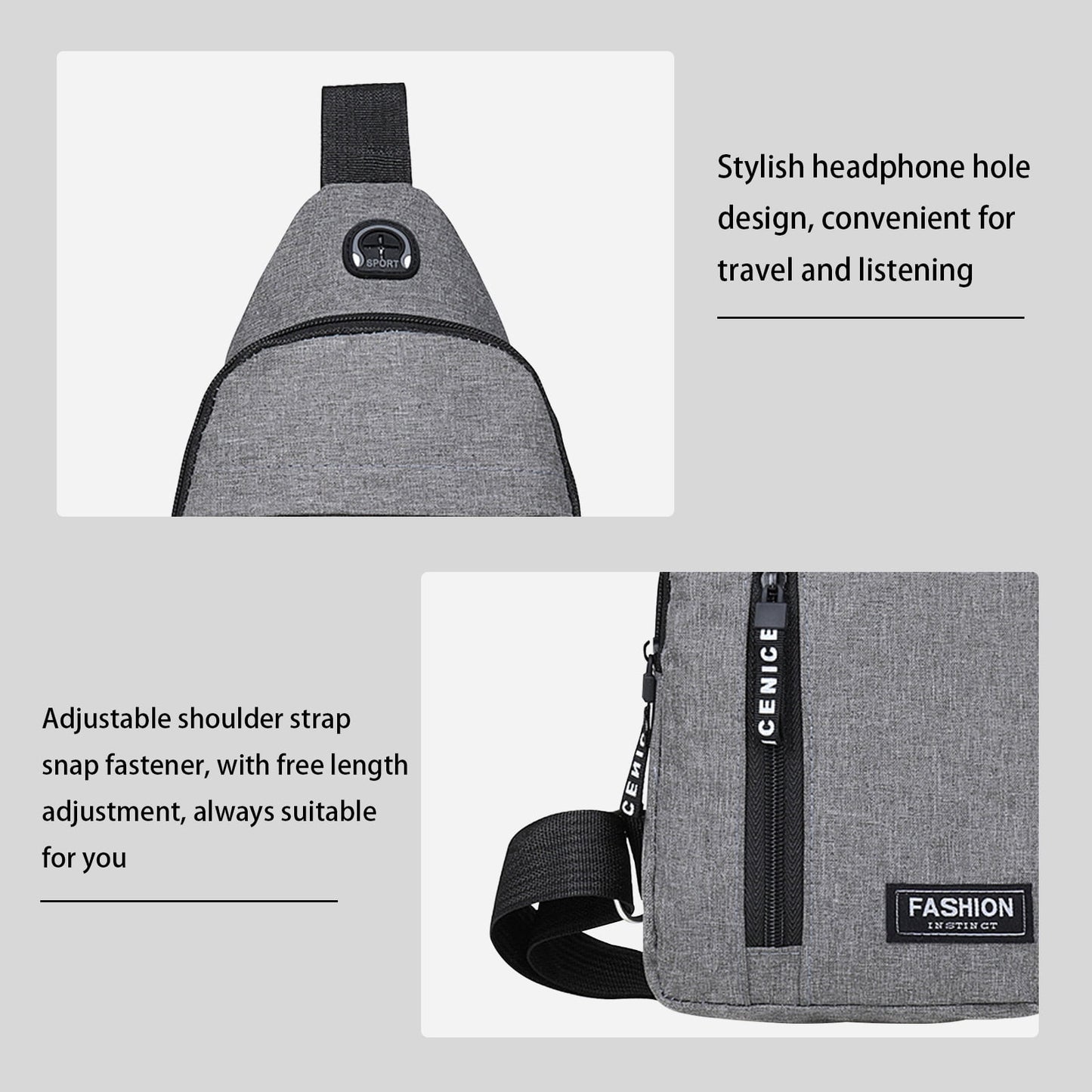 Suncoda Sling Bag for Women, Crossbody Sling Backpack Small Sling Bag Multipurpose Crossbody Shoulder Bag Travel Hiking Backpack, Sling Bag for Men #2-Gray