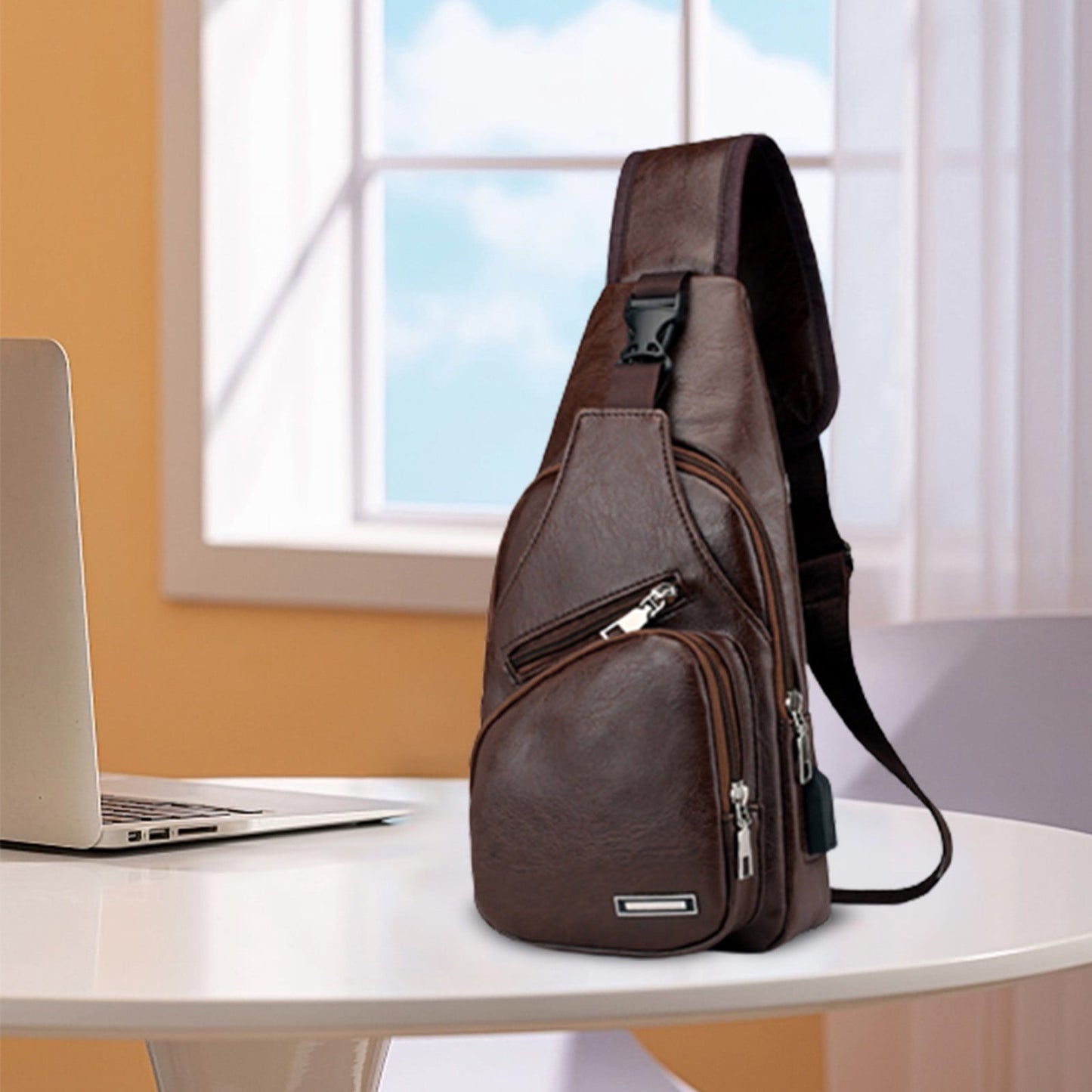 Suncoda Sling Bag for Women, Crossbody Sling Backpack Small Sling Bag Multipurpose Crossbody Shoulder Bag Travel Hiking Backpack, Sling Bag for Men #3-Brown