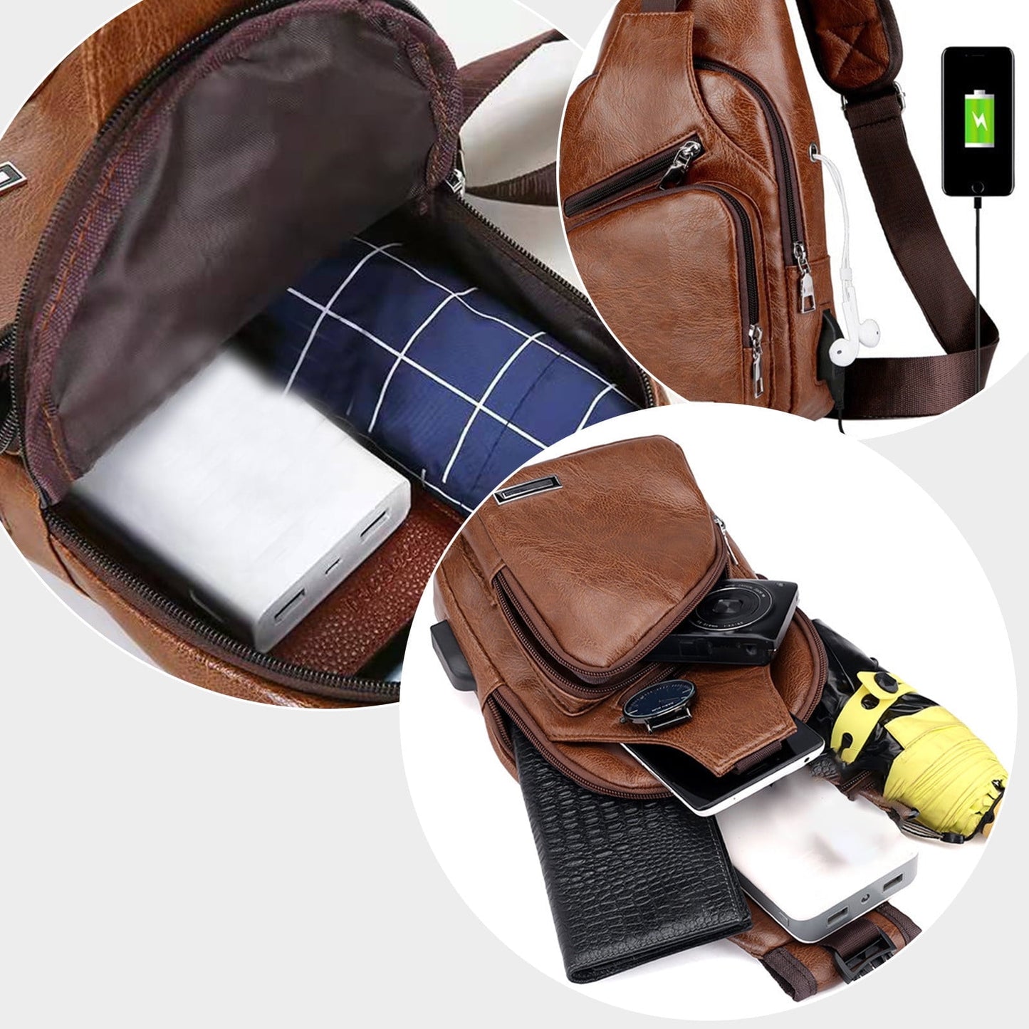 Suncoda Sling Bag for Women, Crossbody Sling Backpack Small Sling Bag Multipurpose Crossbody Shoulder Bag Travel Hiking Backpack, Sling Bag for Men #3-Khaki