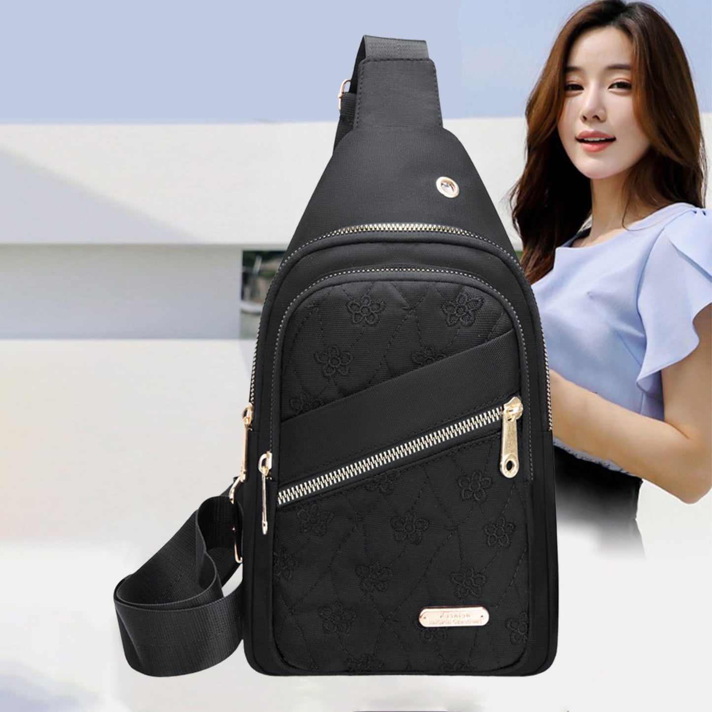 Suncoda Sling Bag for Women, Crossbody Sling Backpack Small Sling Bag Multipurpose Crossbody Shoulder Bag Travel Hiking Backpack, Sling Bag for Men #5-Black