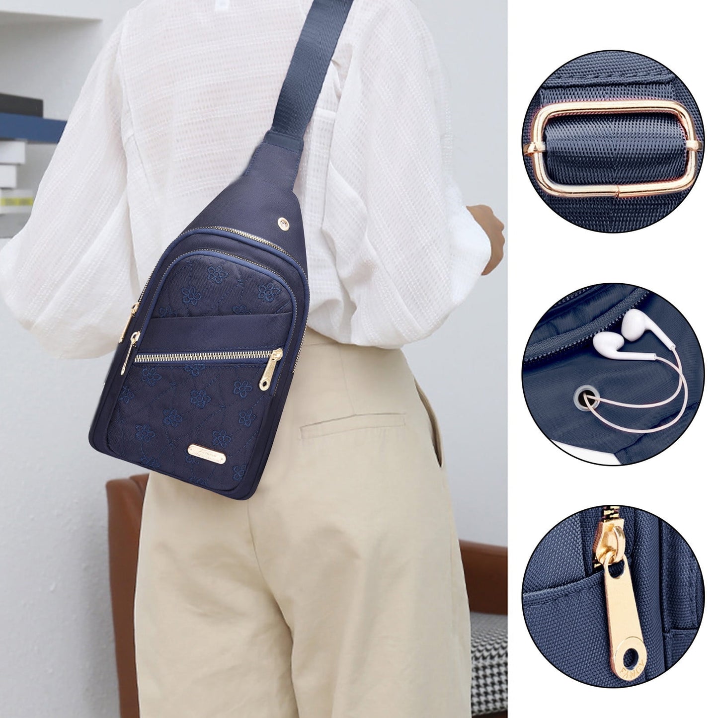 Suncoda Sling Bag for Women, Crossbody Sling Backpack Small Sling Bag Multipurpose Crossbody Shoulder Bag Travel Hiking Backpack, Sling Bag for Men #5-Blue