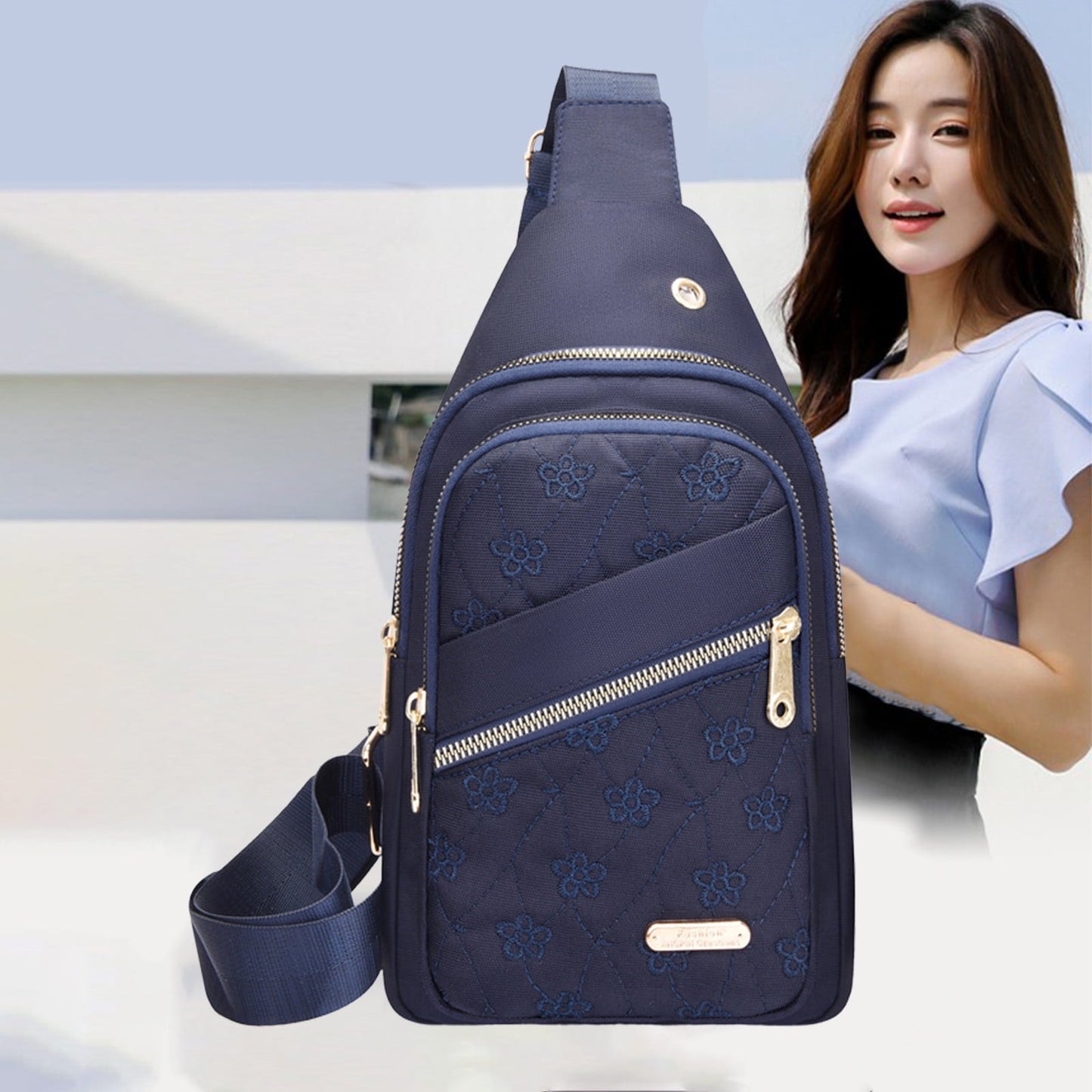 Suncoda Sling Bag for Women, Crossbody Sling Backpack Small Sling Bag Multipurpose Crossbody Shoulder Bag Travel Hiking Backpack, Sling Bag for Men #5-Blue