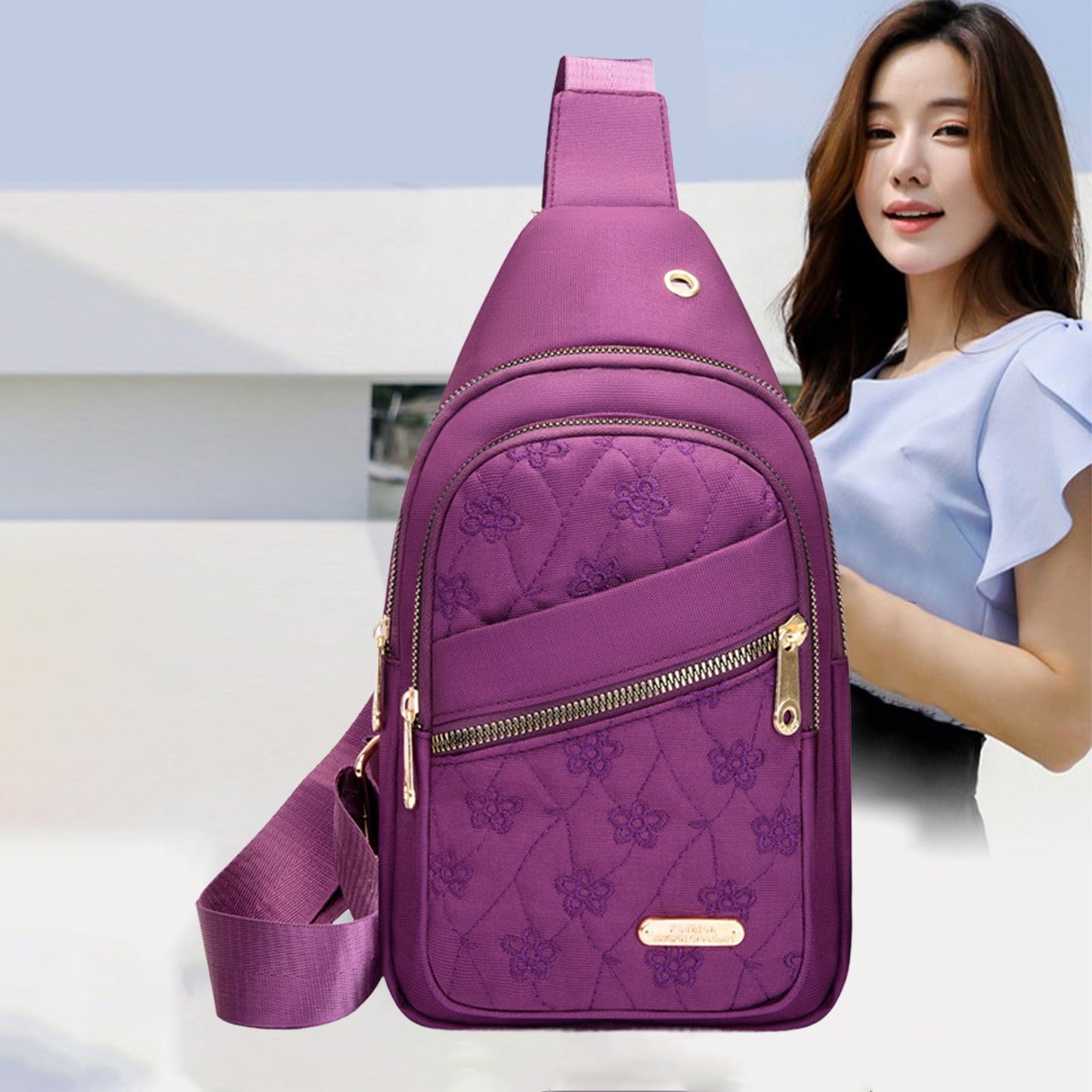 Suncoda Sling Bag for Women, Crossbody Sling Backpack Small Sling Bag Multipurpose Crossbody Shoulder Bag Travel Hiking Backpack, Sling Bag for Men #5-Purple