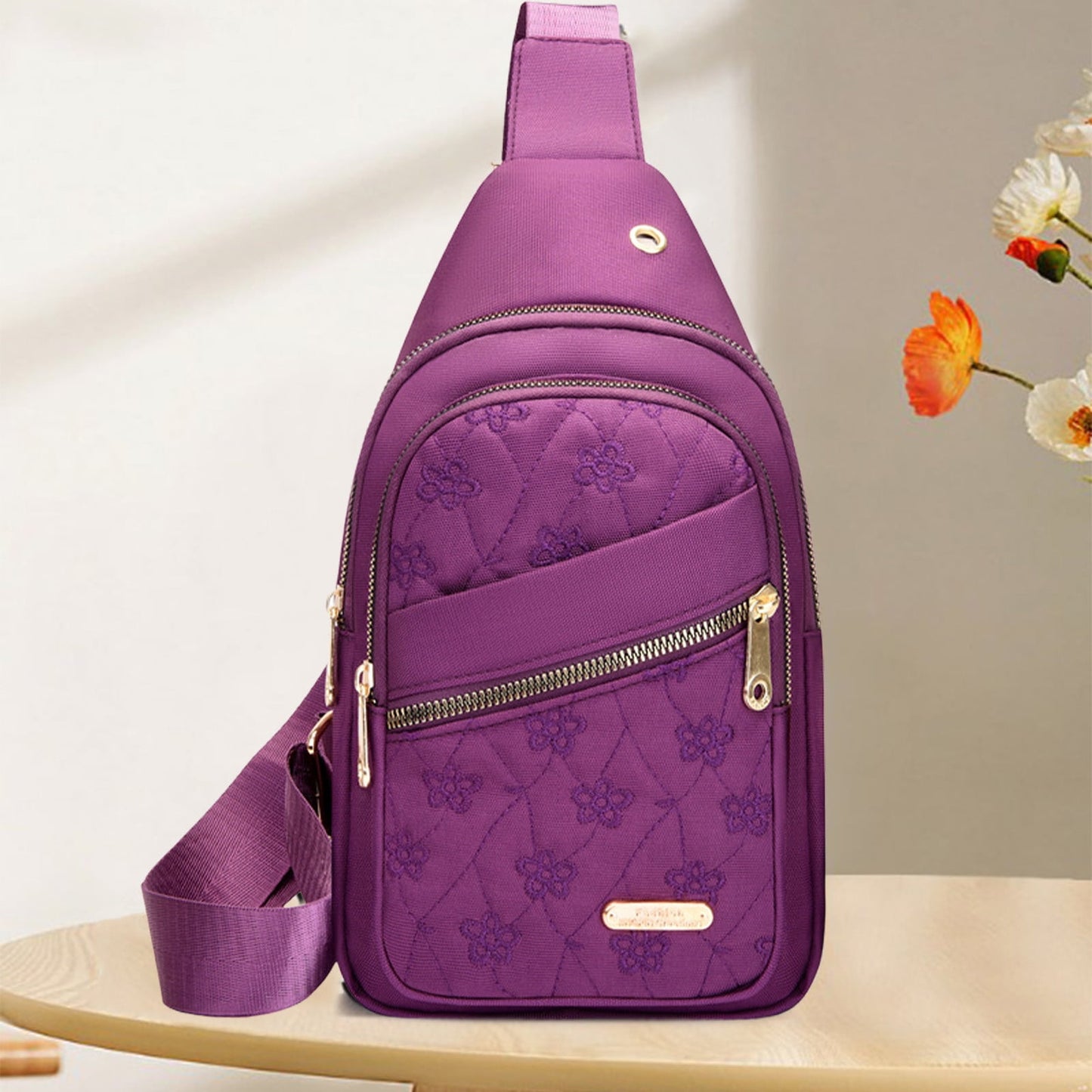 Suncoda Sling Bag for Women, Crossbody Sling Backpack Small Sling Bag Multipurpose Crossbody Shoulder Bag Travel Hiking Backpack, Sling Bag for Men #5-Purple