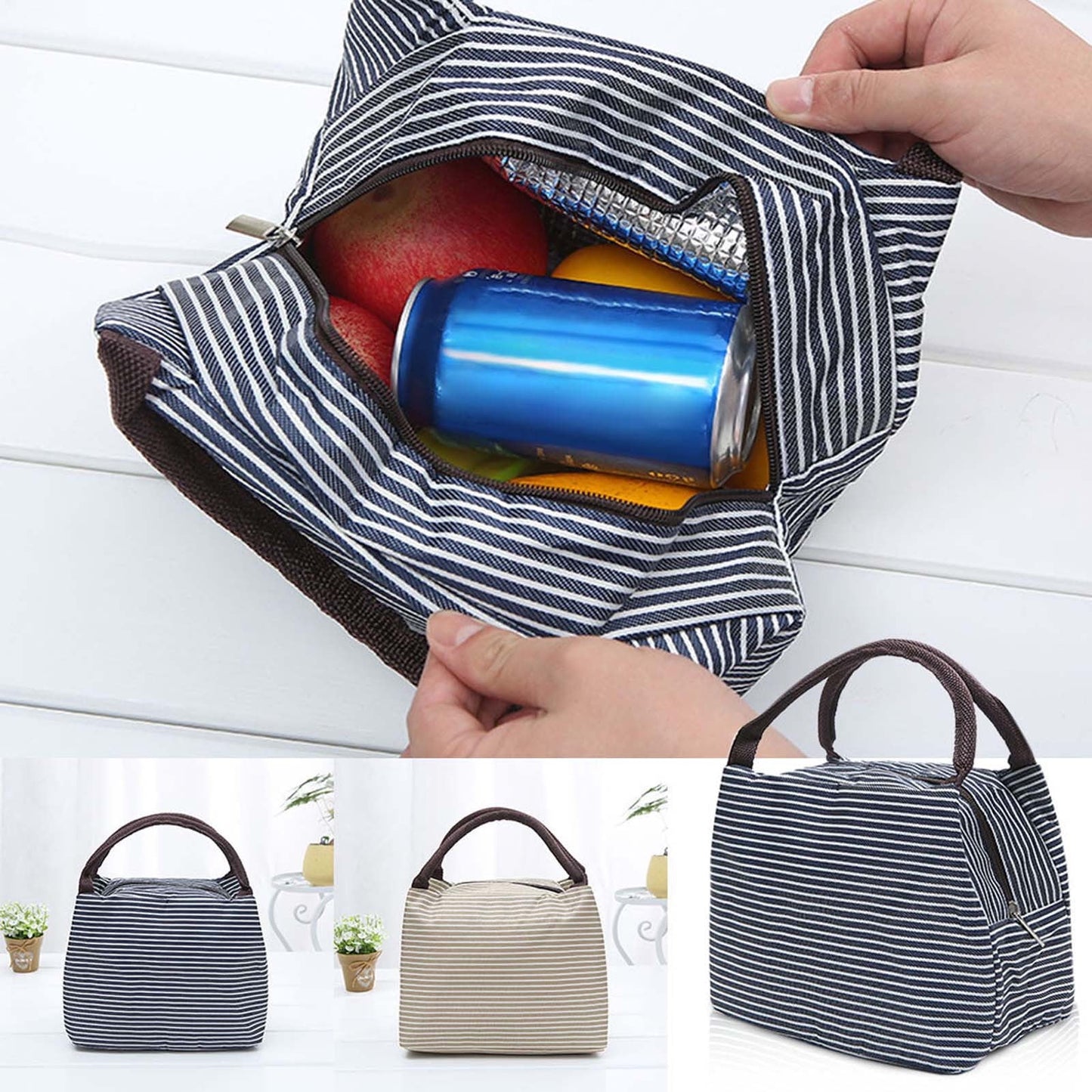 Under $1 Tyidzon Lunch Box Lunch Bag For Women Insulated Lunch Bag Reusable Tote Cooler Bag Lunchbox Suitable for Work, Travel, Outdoor Black