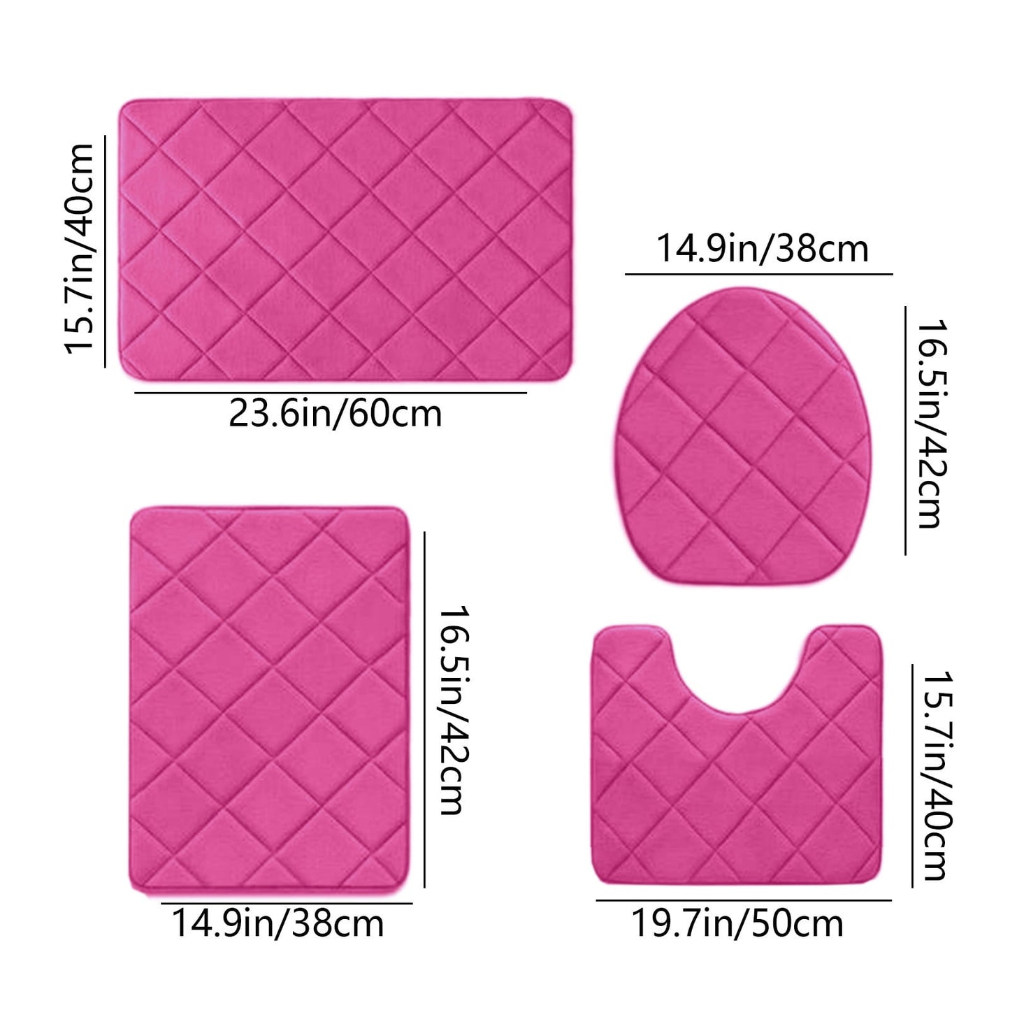 Clearance Tyidzon Bathroom Rugs 4 Piece Ultra Soft & Non-Slip Memory Foam Bath Mats for Bathroom, Absorbent Quick-Drying Bath Mats for Shower Bathroom Floor Rugs Pink