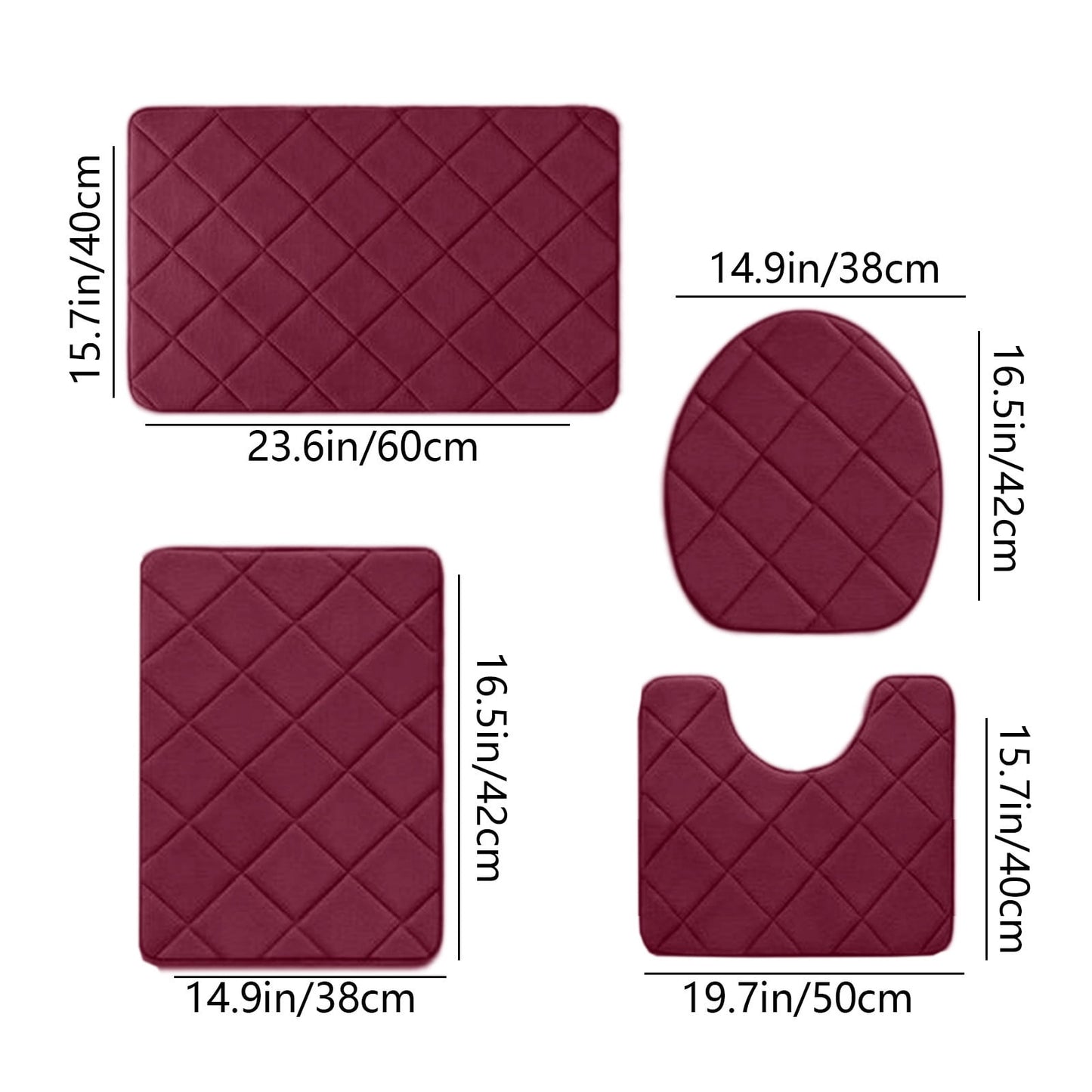 Clearance Tyidzon Bathroom Rugs 4 Piece Ultra Soft & Non-Slip Memory Foam Bath Mats for Bathroom, Absorbent Quick-Drying Bath Mats for Shower Bathroom Floor Rugs Red