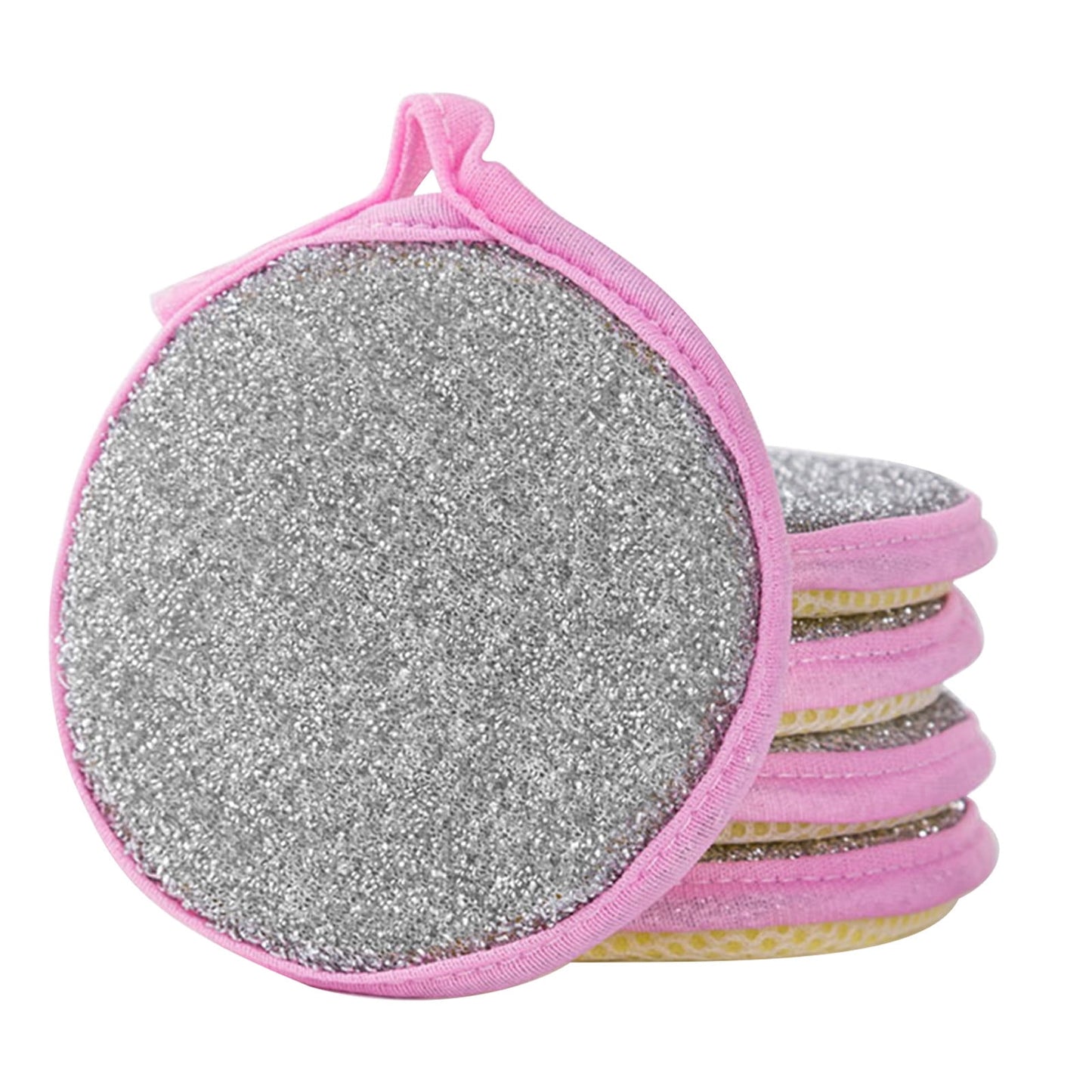 Under $1 Tyidzon Sponges Kitchen Multi-Purpose,5Pc Non-Scratch Sponges for Cleaning, Along with Heavy Duty Scrubbing Power - Reusable Double-Sided Dish Sponge for Dishes, Pots and Pans Pink