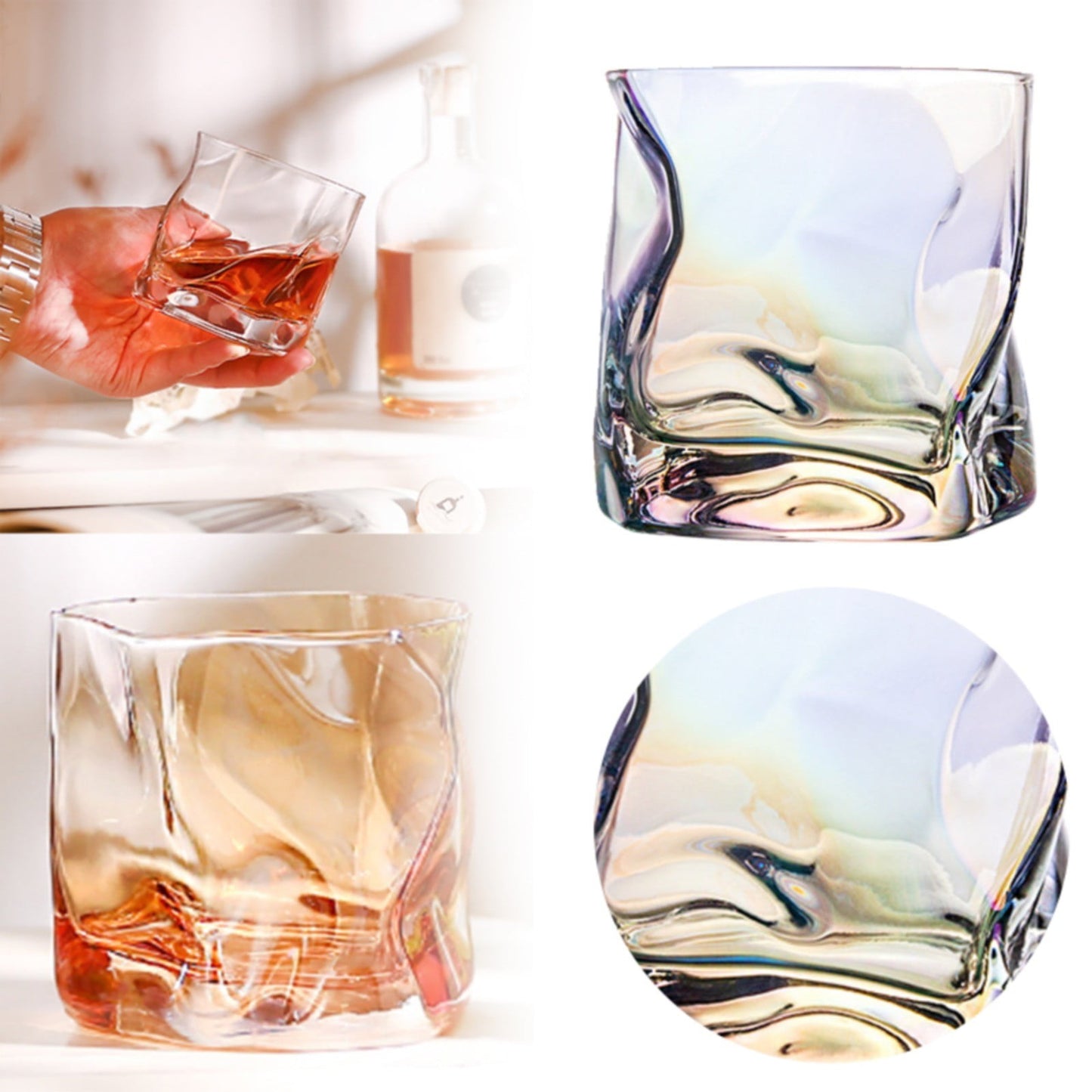 JWDX Glass and Bottle Clearance, Special Shaped Glass Whisky Glass Wind Design Irregular Cup Frosted Cup. As shown