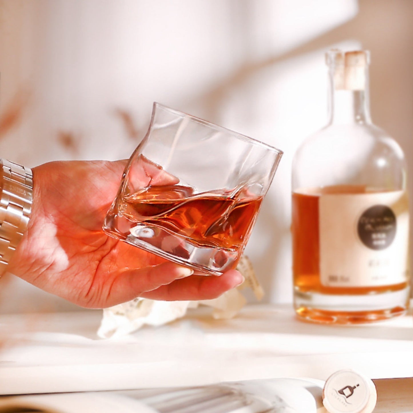 JWDX Glass and Bottle Clearance, Special Shaped Glass Whisky Glass Wind Design Irregular Cup Frosted Cup. As shown