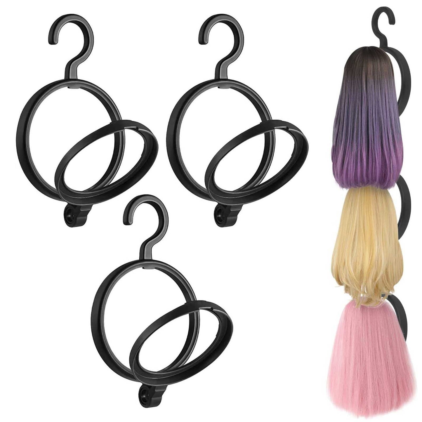 JWDX Hangs Clearance! Bobasndm Hanging Wig Stand Premium Wig Hanger for Multiple Wigs for Display Storage Styling Portable Wig Stands Keep The Wig & Perfect 3 Pack Clearance Sale Black