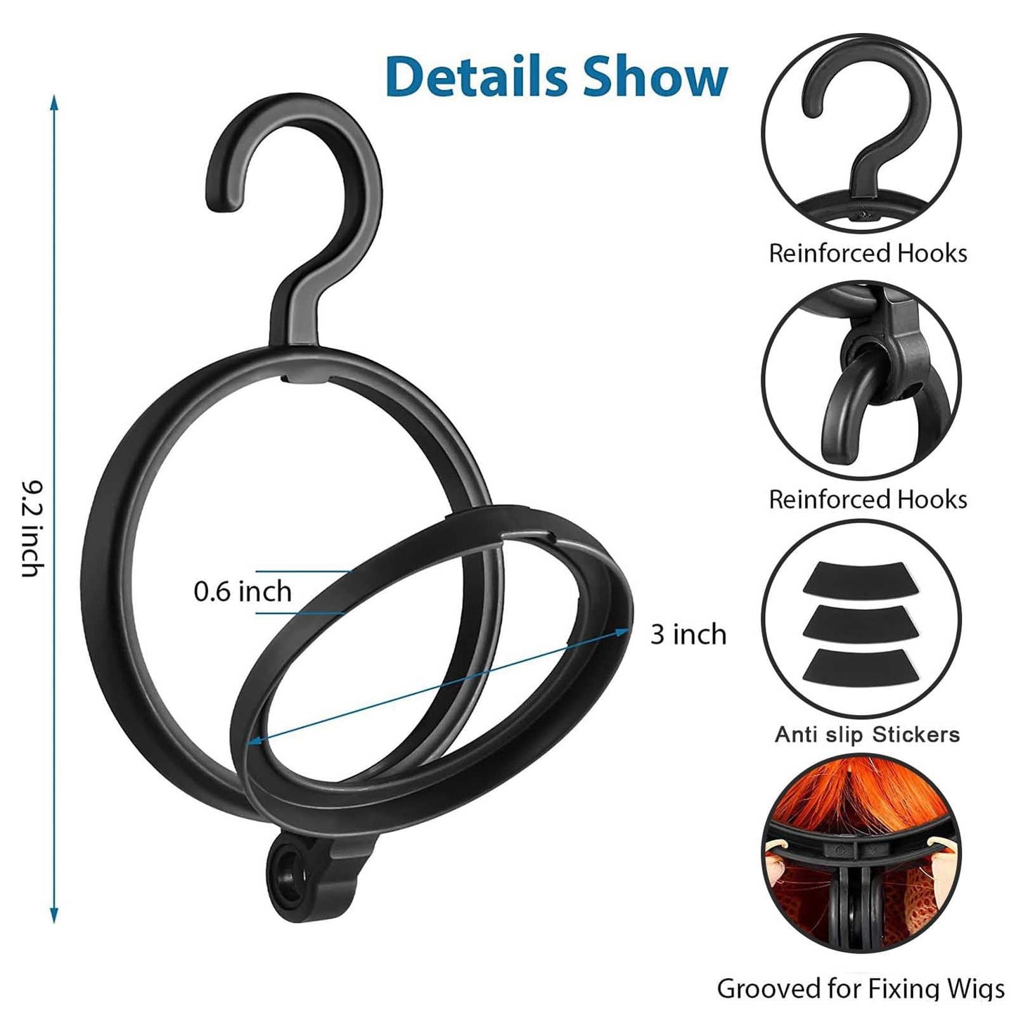 JWDX Hangs Clearance! Bobasndm Hanging Wig Stand Premium Wig Hanger for Multiple Wigs for Display Storage Styling Portable Wig Stands Keep The Wig & Perfect 3 Pack Clearance Sale Black