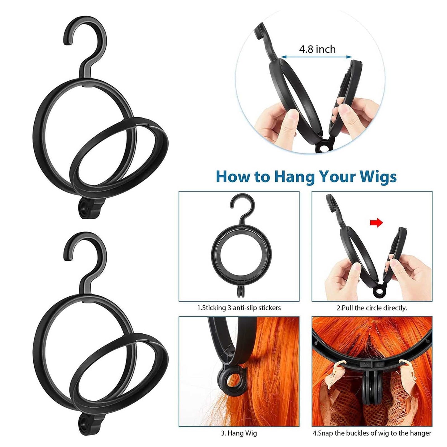 JWDX Hangs Clearance! Bobasndm Hanging Wig Stand Premium Wig Hanger for Multiple Wigs for Display Storage Styling Portable Wig Stands Keep The Wig & Perfect 3 Pack Clearance Sale Black