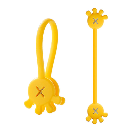 School Supplies Clearance! JWDX Twisted Wire Organizer Black, 10Pcs Cable Cable Clips Cable Organizers Reusable Silicone Cords Organizers Multipurpose Silicone Magnet Ties for Home School Yellow