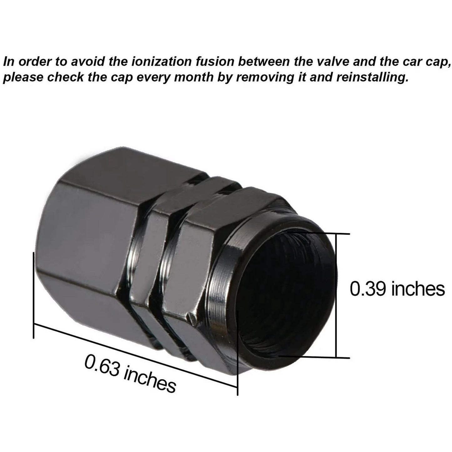 Tool Bag Clearance! JWDX Stainless Steel Valve Cap Black Nut 8Pcs, 8 Tire Stem Caps Wheel Covers Car Tire Cap Hexagon Shape (Black) Black